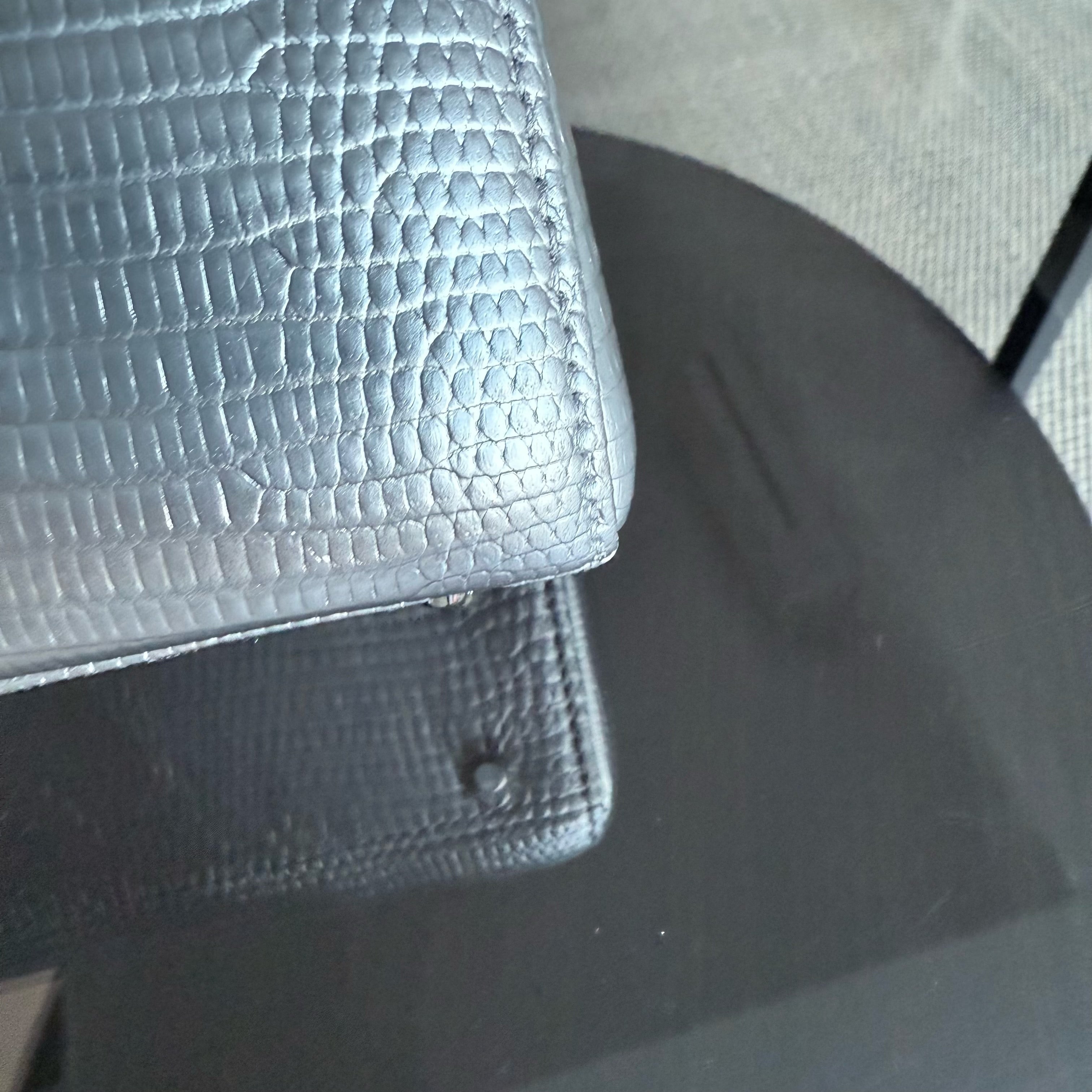 Dior Lady Mini - Exotic Lizard Gray Silver Hardware