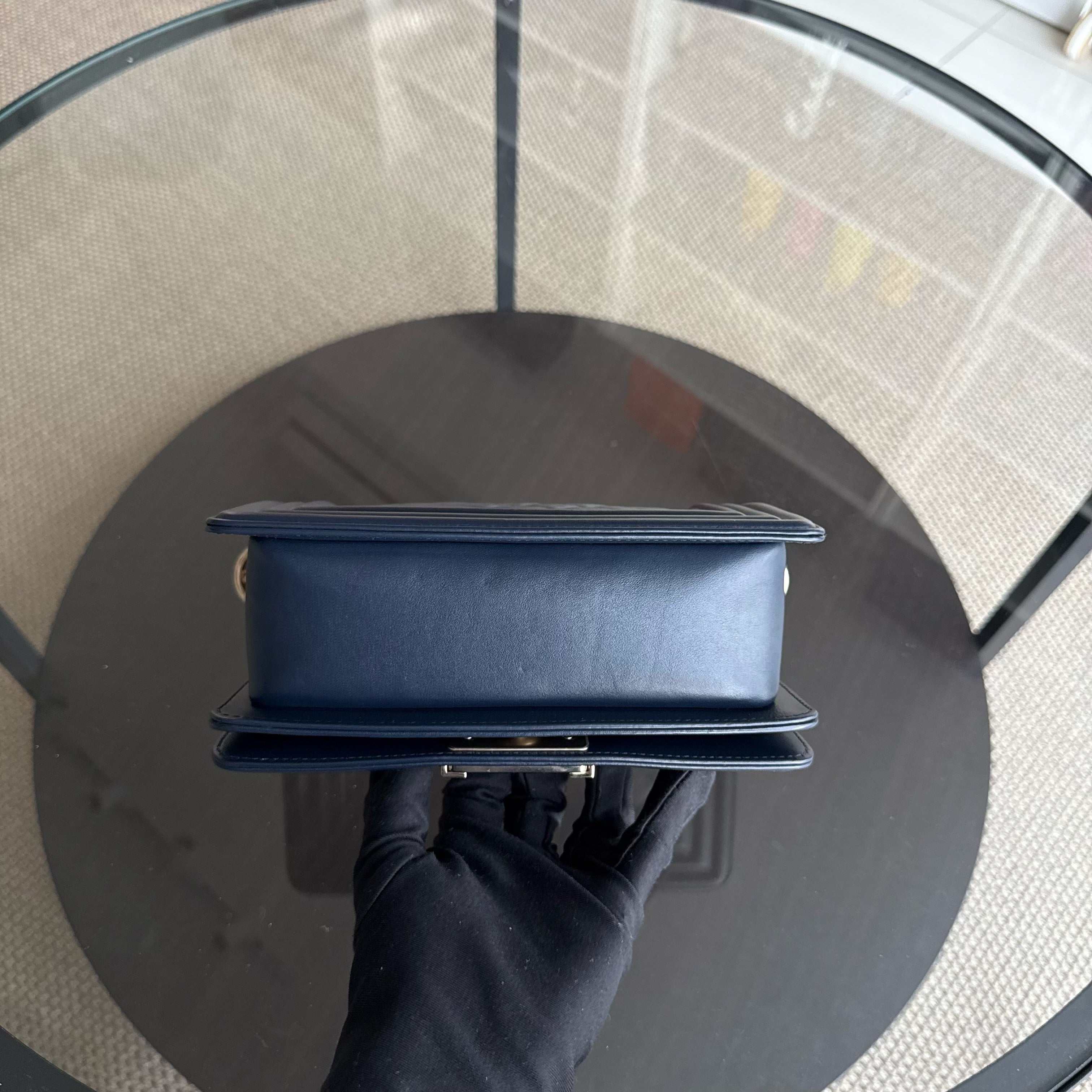 Chanel Boy Small - Calfskin 20CM Quilted Dark Blue Gold Hardware Series 25