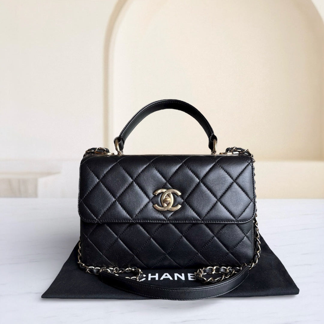 Chanel Trendy CC Small - Quilted Lambskin Black Gold Hardware Series 26