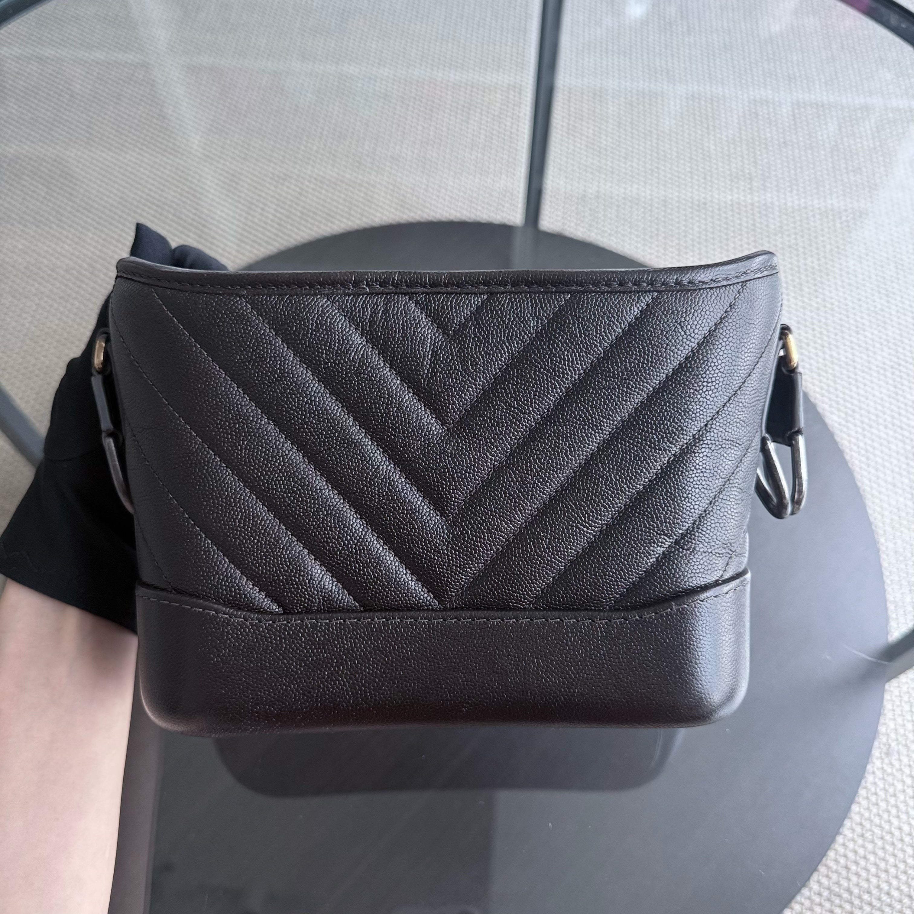 Chanel Gabrielle Small - Caviar Chevron Dark Brown Two-tone Gold Hardware Series 26