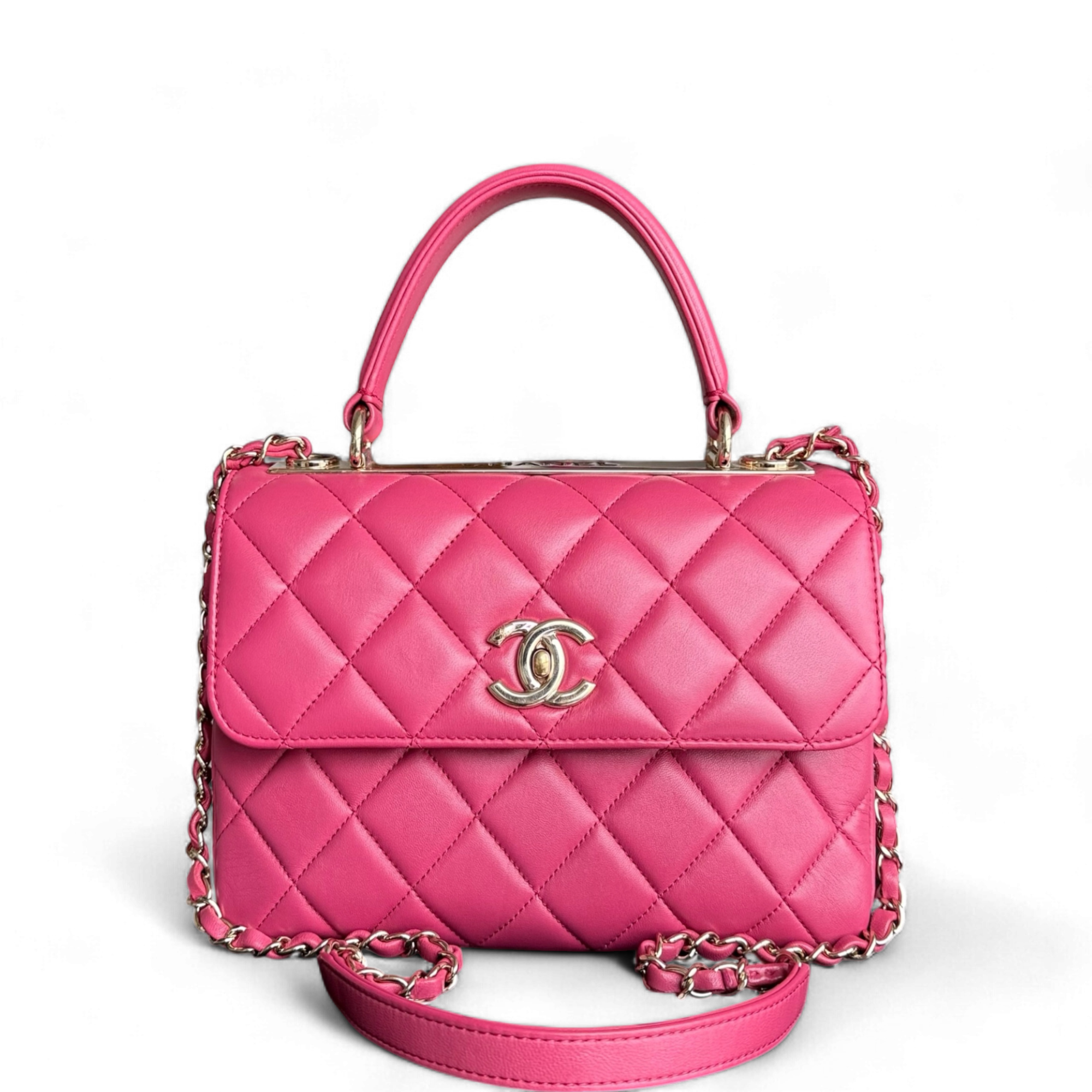 Chanel Trendy CC Small - Quilted Lambskin Hot Pink Gold Hardware Series 26