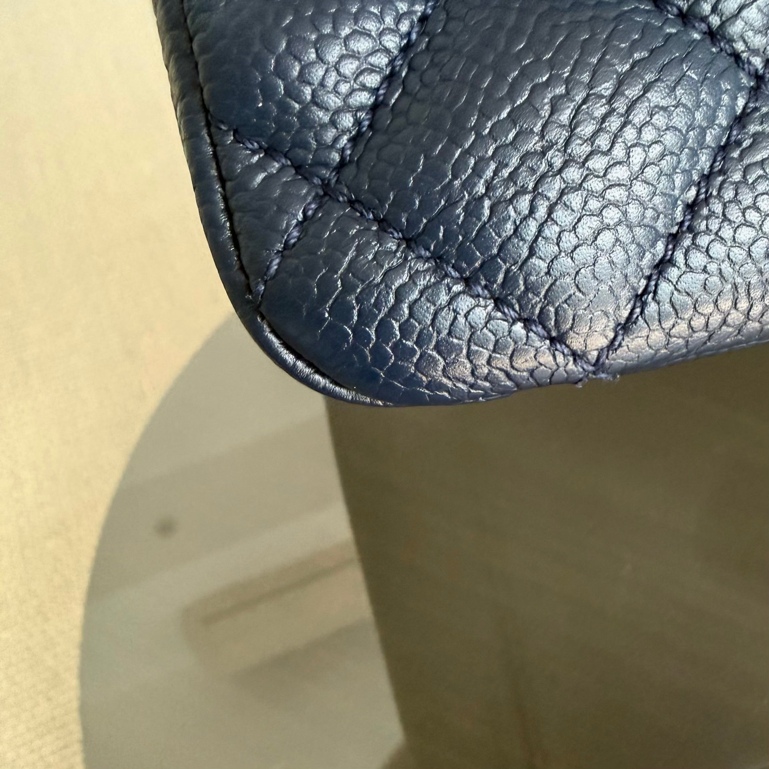 Chanel GST Grand Shopping Tote - Dark Blue Caviar Quilted Silver Hardware Series 13