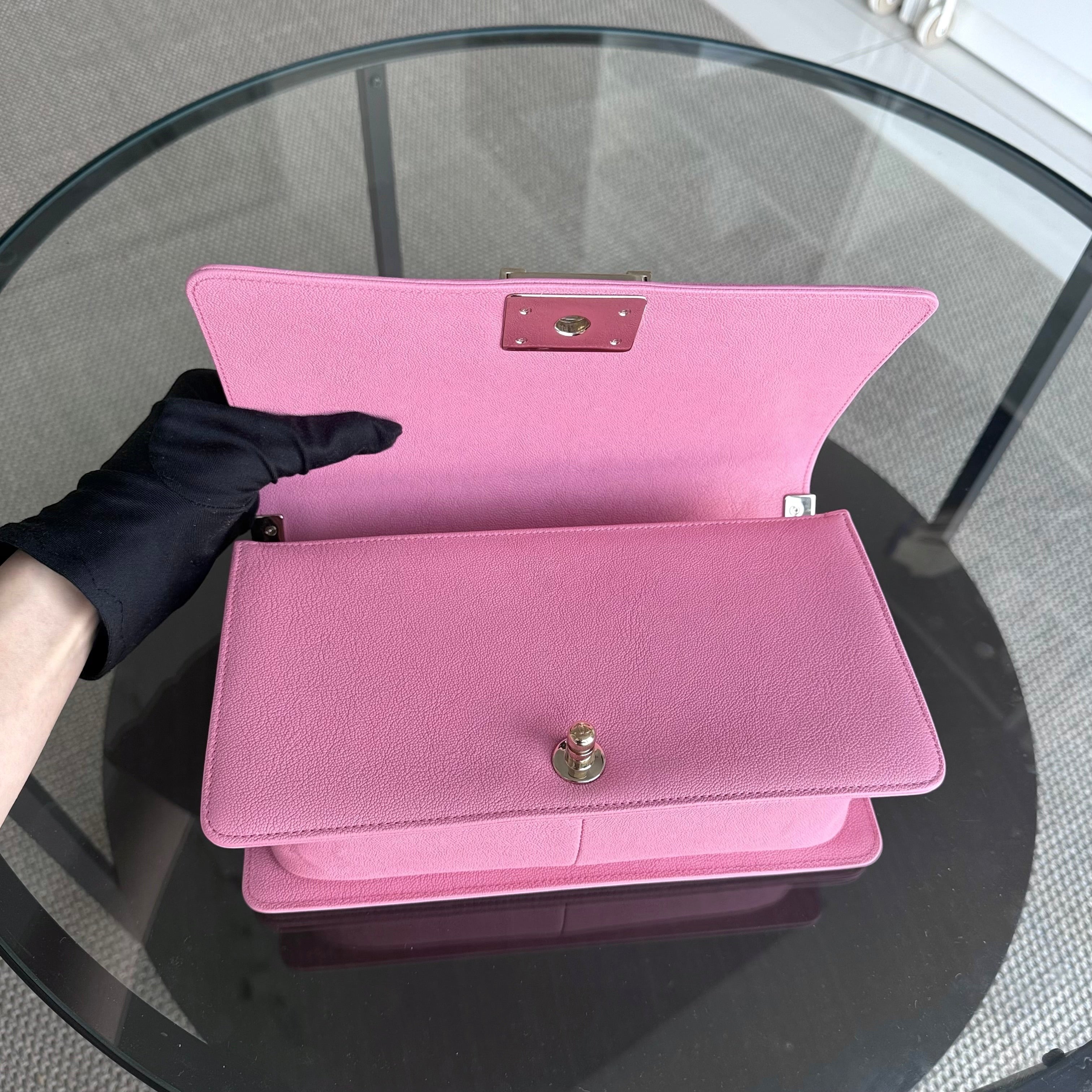 Chanel Boy Medium - 25CM Quilted Caviar Barbie Pink Gold Hardware Series 30