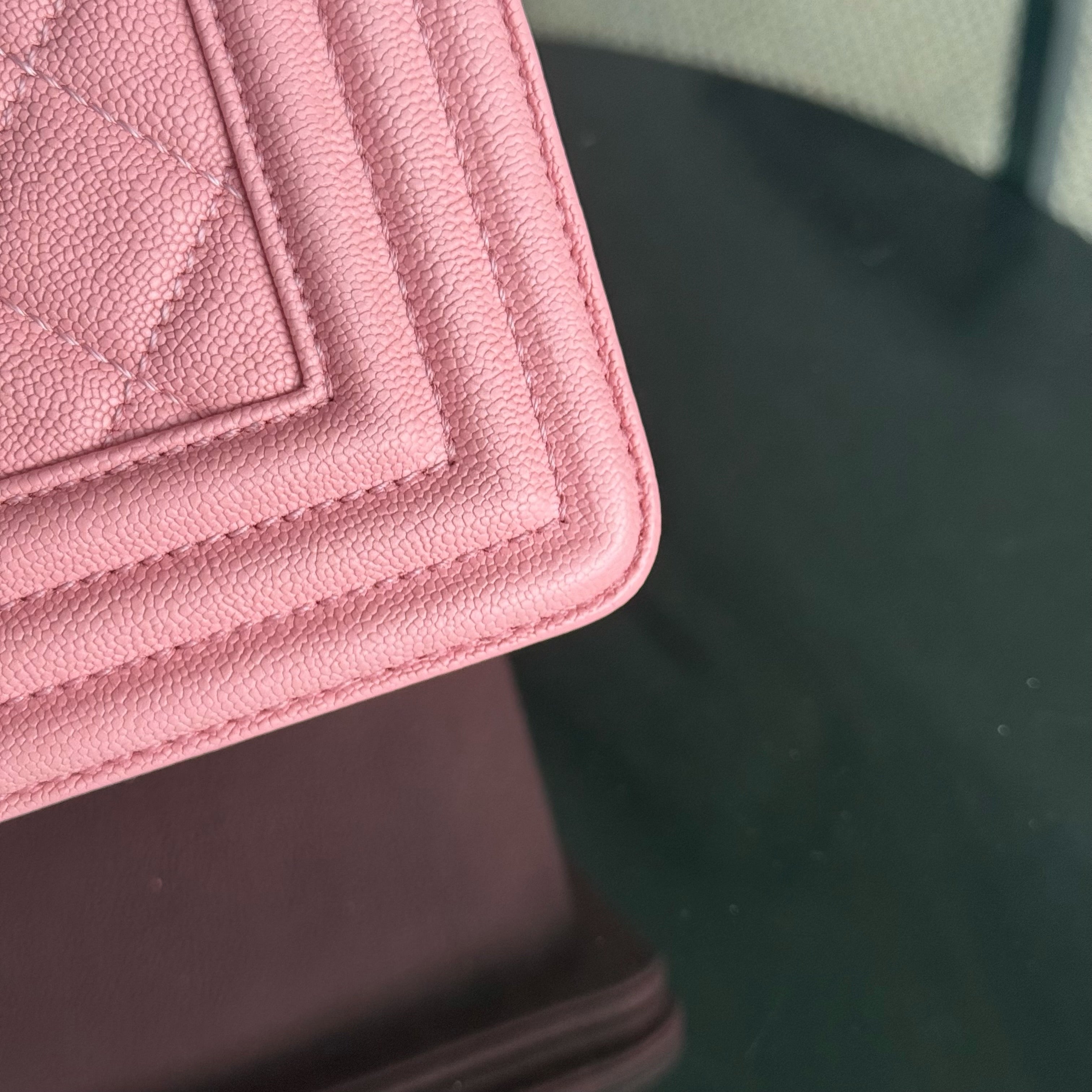 Chanel Boy Medium - Caviar 25CM Quilted Pink Gold Hardware Series 27