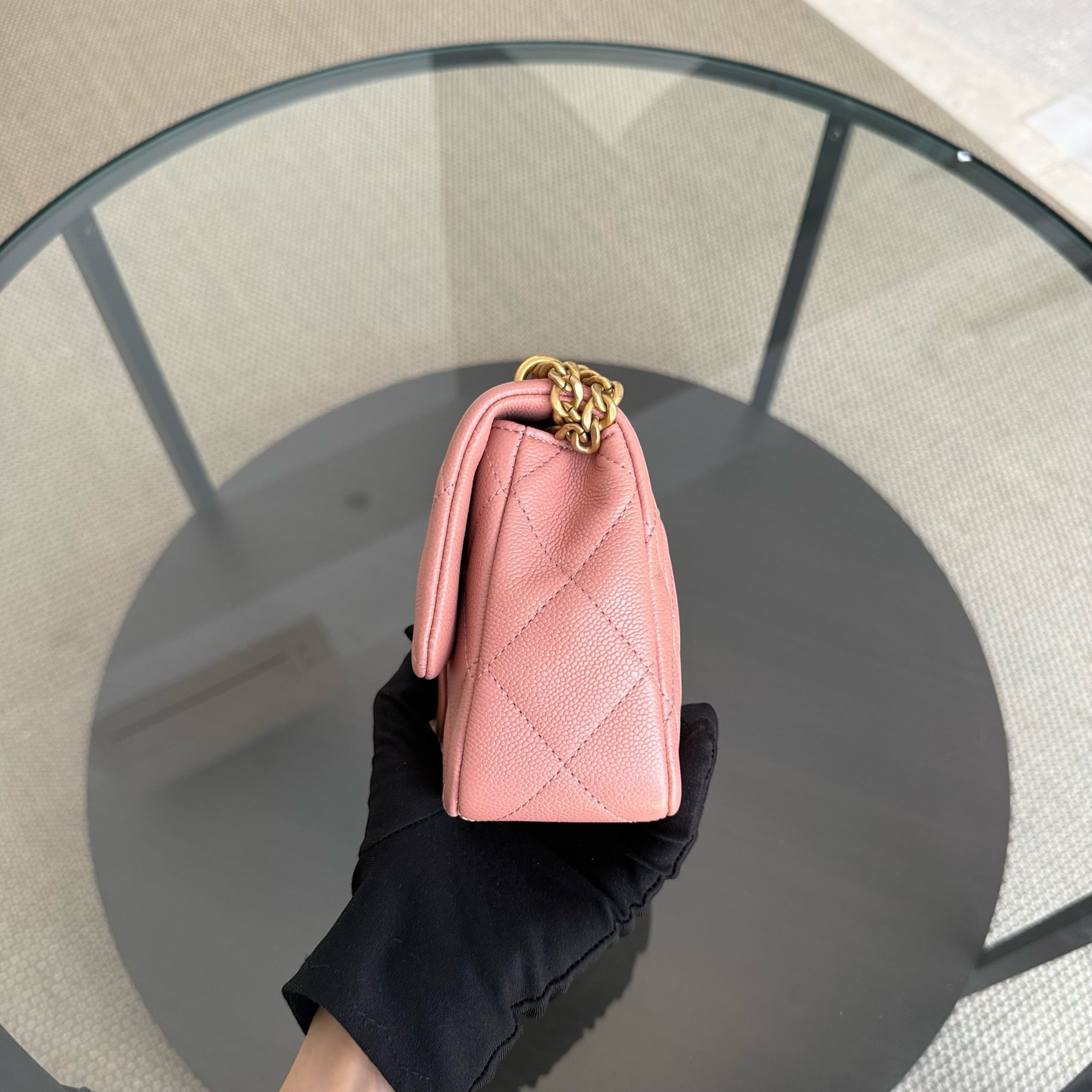 Chanel Flap Mini 21CM Sweetheart 23P - Caviar Quilted Pink Gold Hardware Microchip