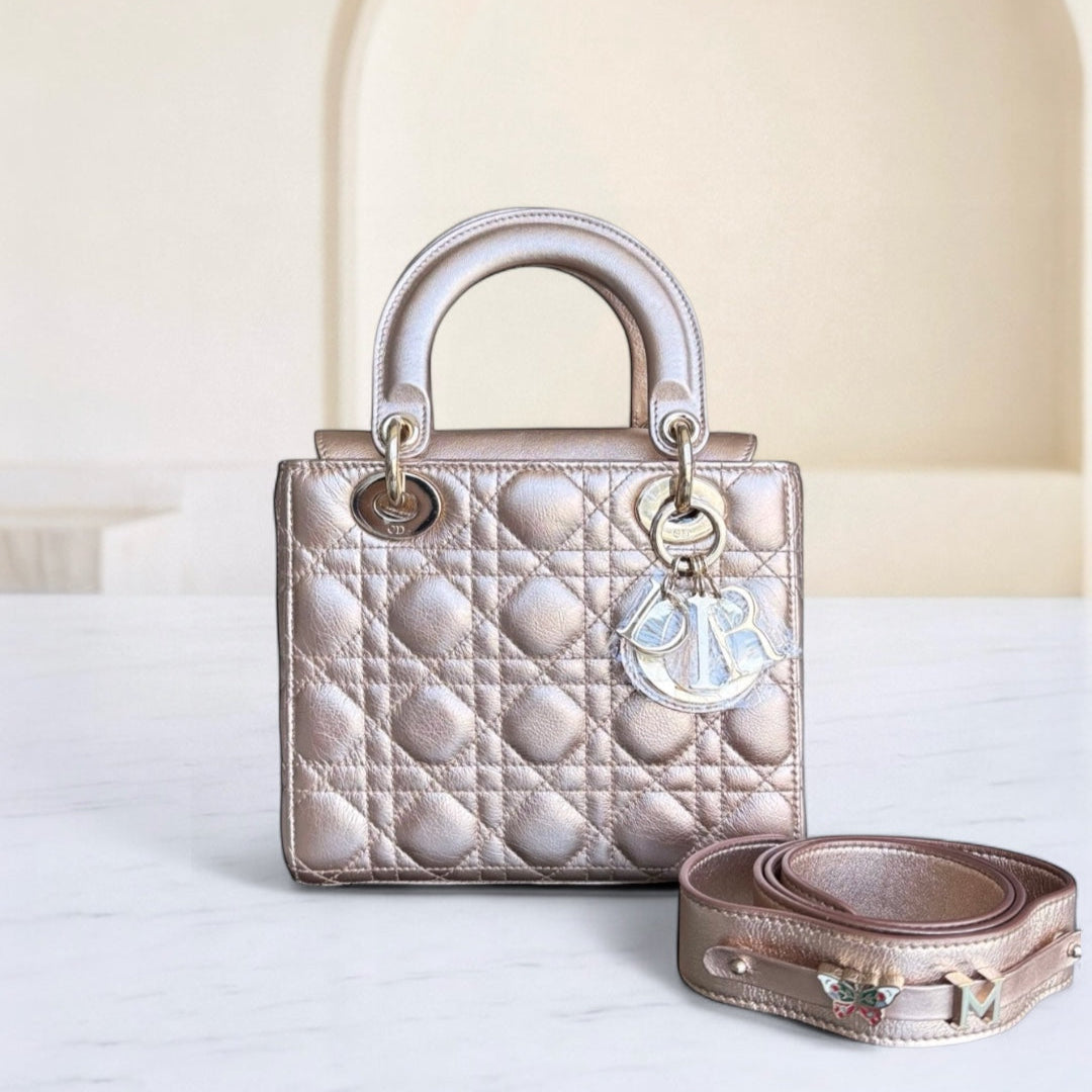 Dior Lady Small Flap ABC - Cannage Calfskin Gold Metallic Gold Hardware MyABC