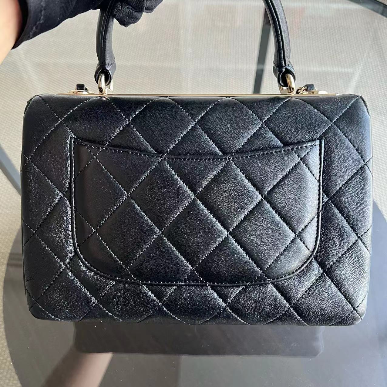 Trendy CC Small Quilted Lambskin 25CM Black Golden Hardware Series 26