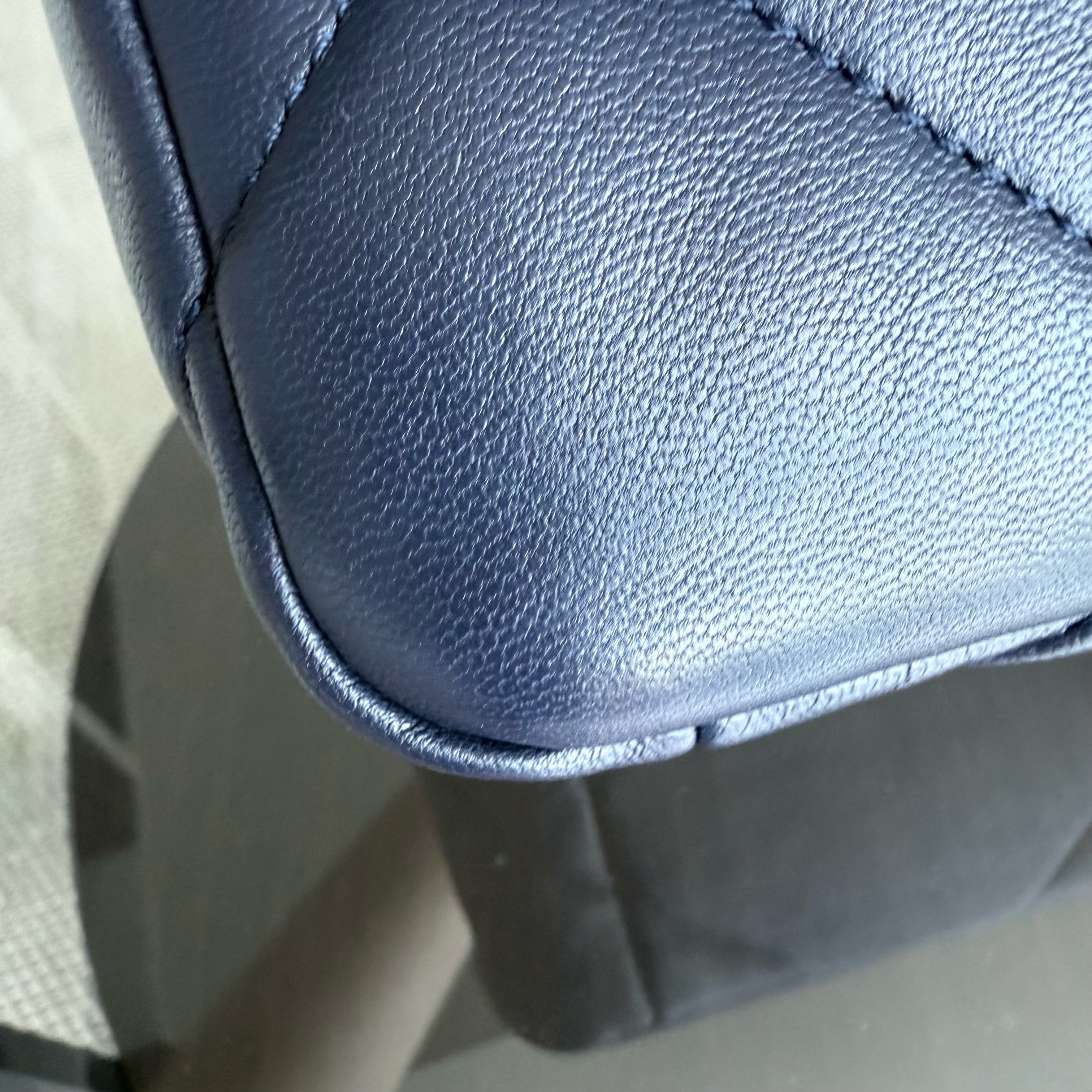 Chanel 19 Bag Small - C19 Quilted Goatskin Dark Navy Blue Two-tone Hardware Series 31
