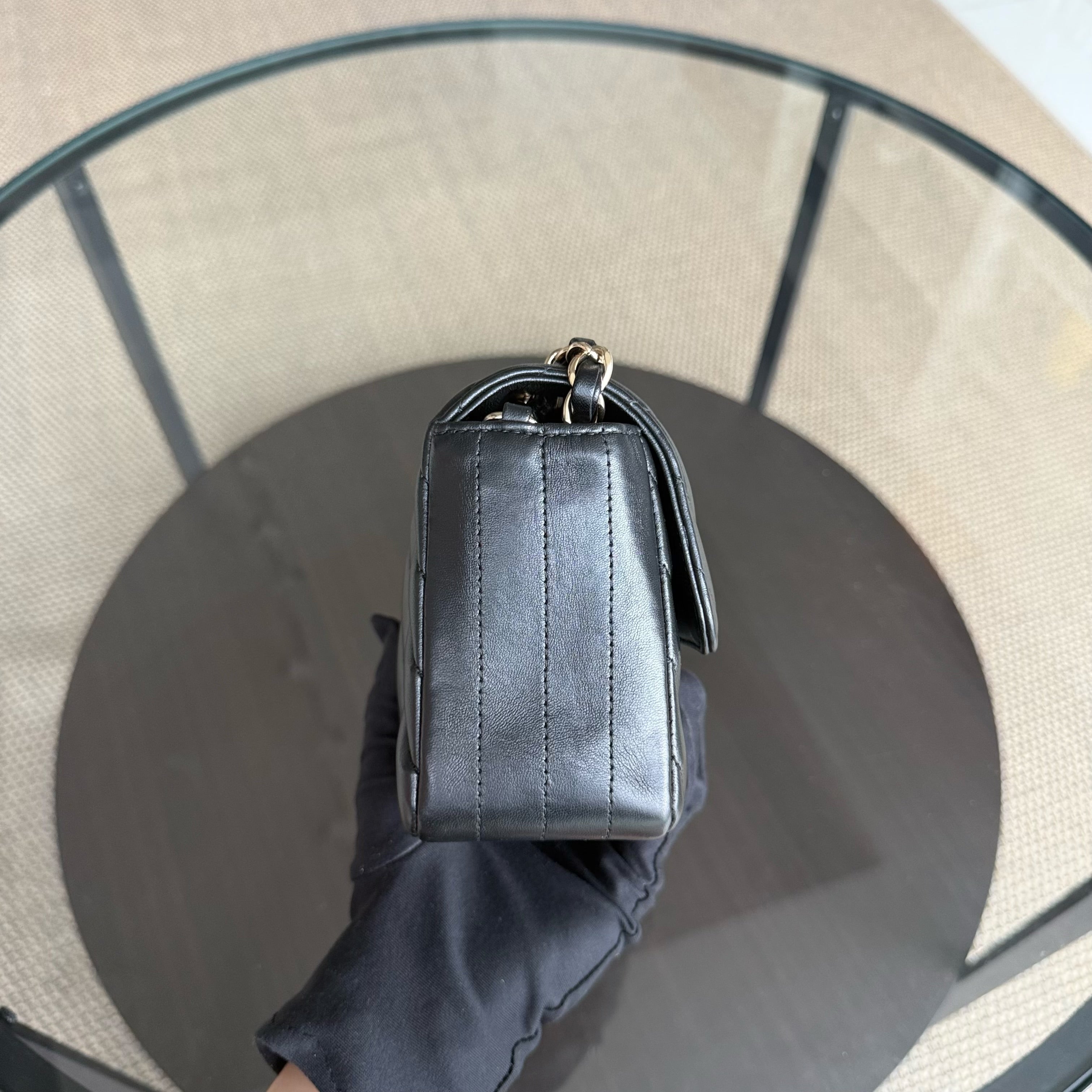 Chanel Classic Flap Mini - Chevron Lambskin Black Gold Hardware Series 25