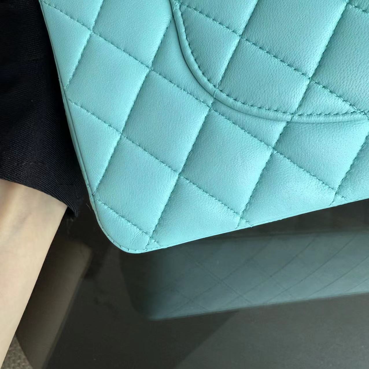 Chanel Classic Flap Medium - 25CM Double Flap Quilted Lambskin Tiffany Blue Silver Hardware Series 27