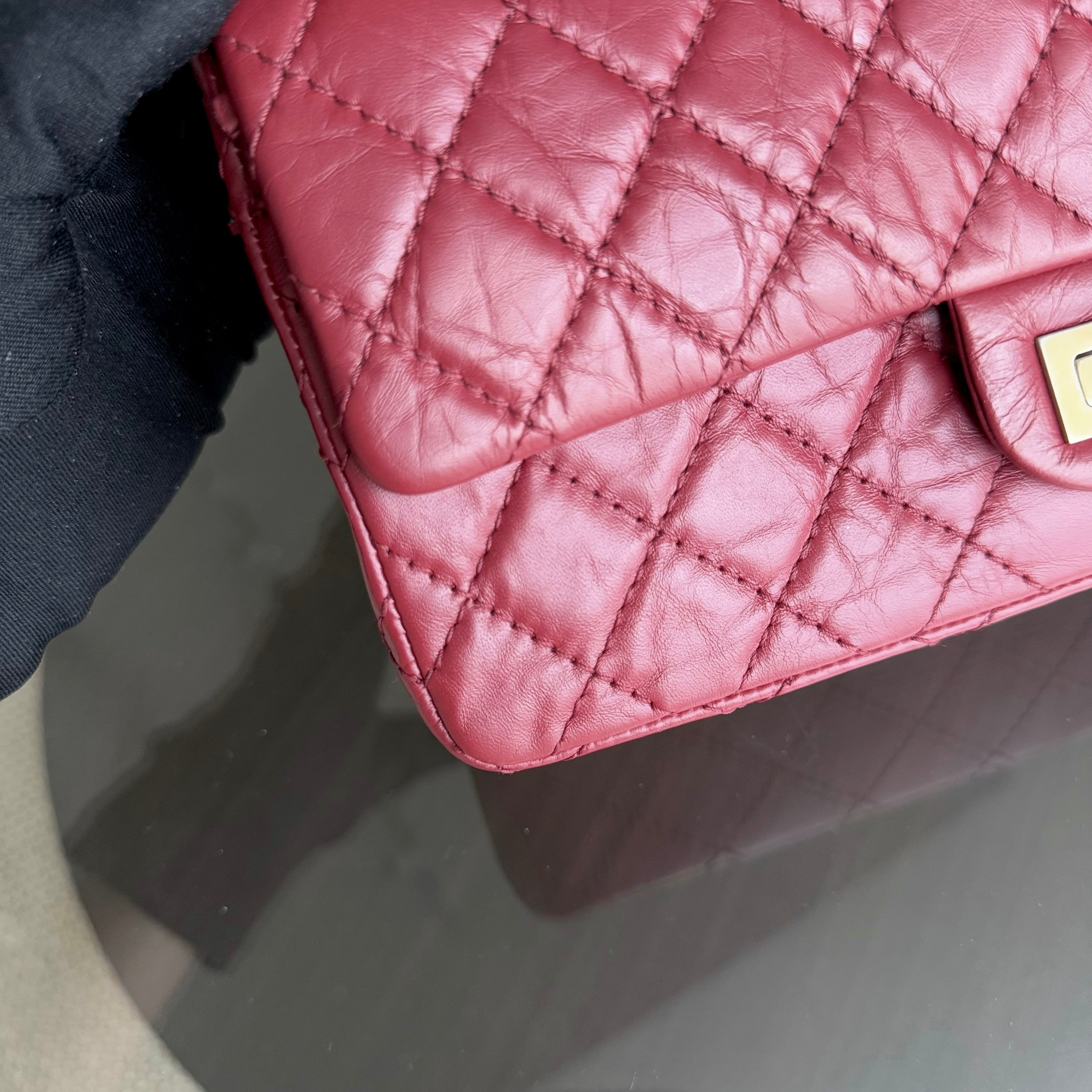 Chanel 2.55 Reissue 255 - 24CM Quilted Calfskin Dark Red Burgundy Gold Hardware Series 25