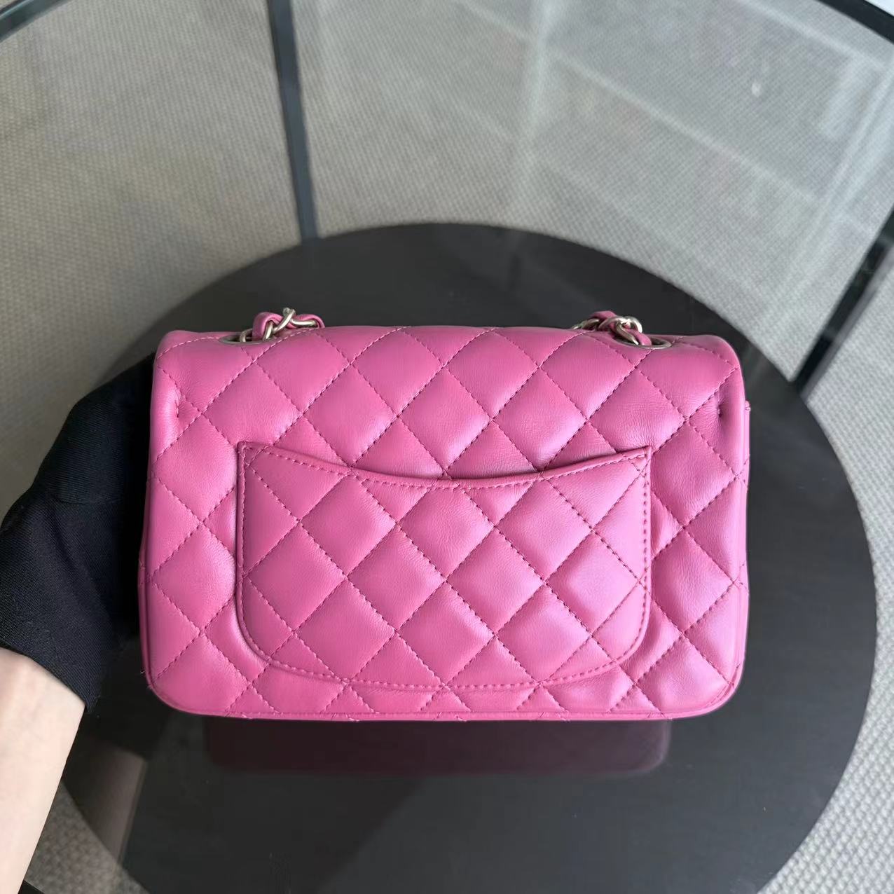 Chanel Classic Flap Mini - 20CM Rectangle Quilted Lambskin Barbe Pink Gold Hardware Series 18