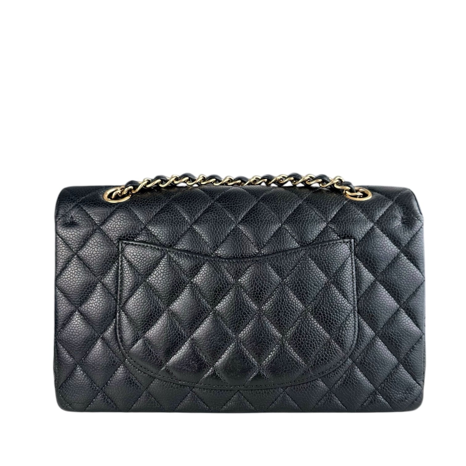 Chanel Classic Flap Medium - Caviar 25CM Quilted Double Flap Black Gold Hardware Series 12