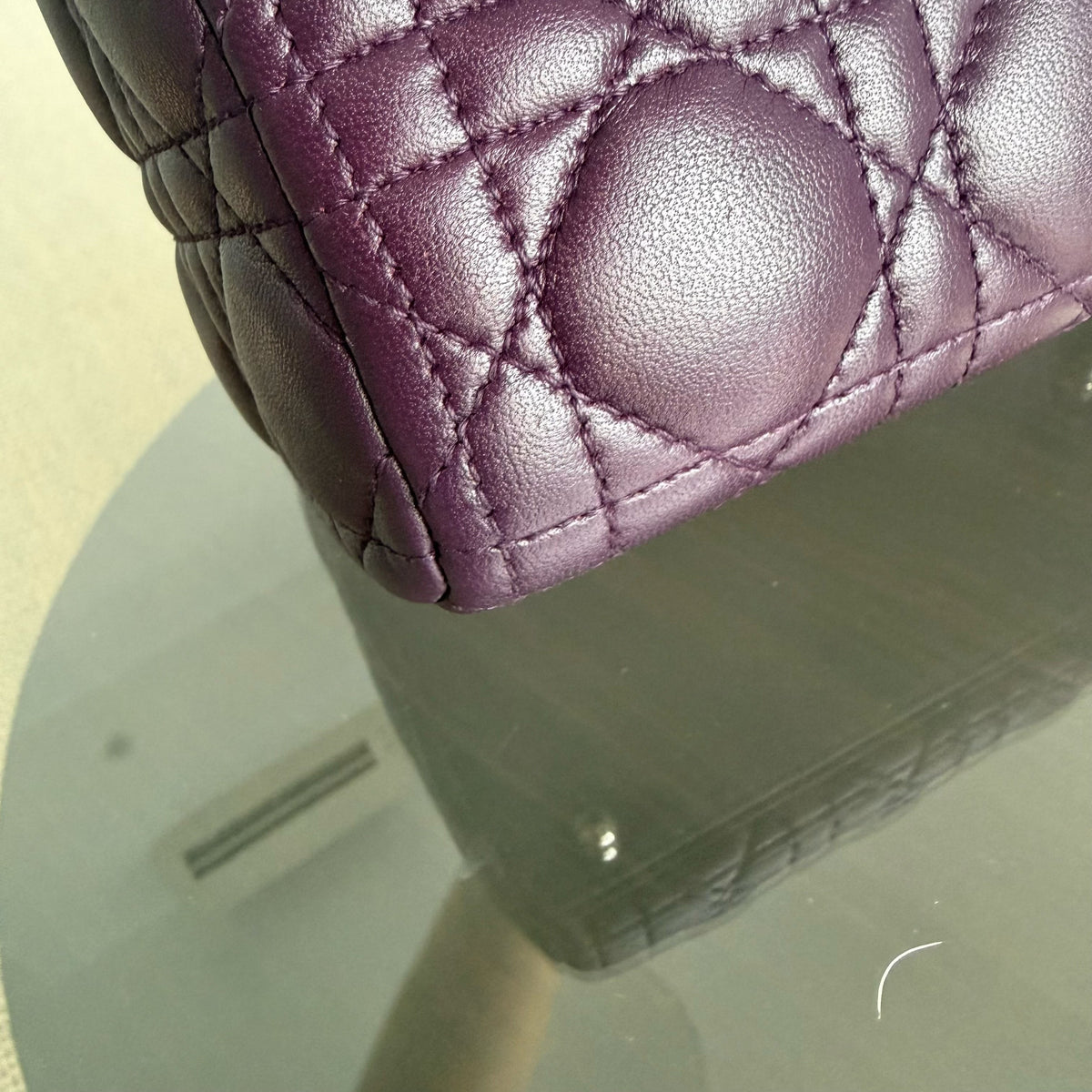 Dior Lady Large - Cannage Lambskin Dark Purple Silver Hardware