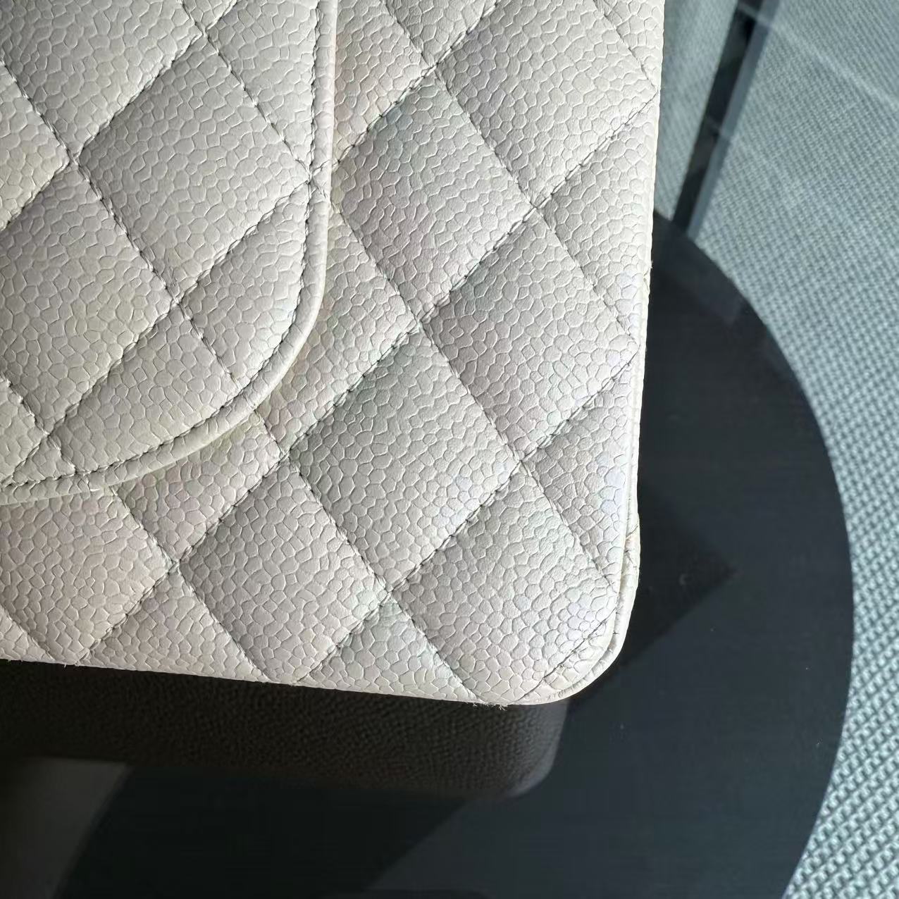 Chanel Classic Flap Medium - Caviar 25CM Quilted Light Beige Silver Hardware Series 18