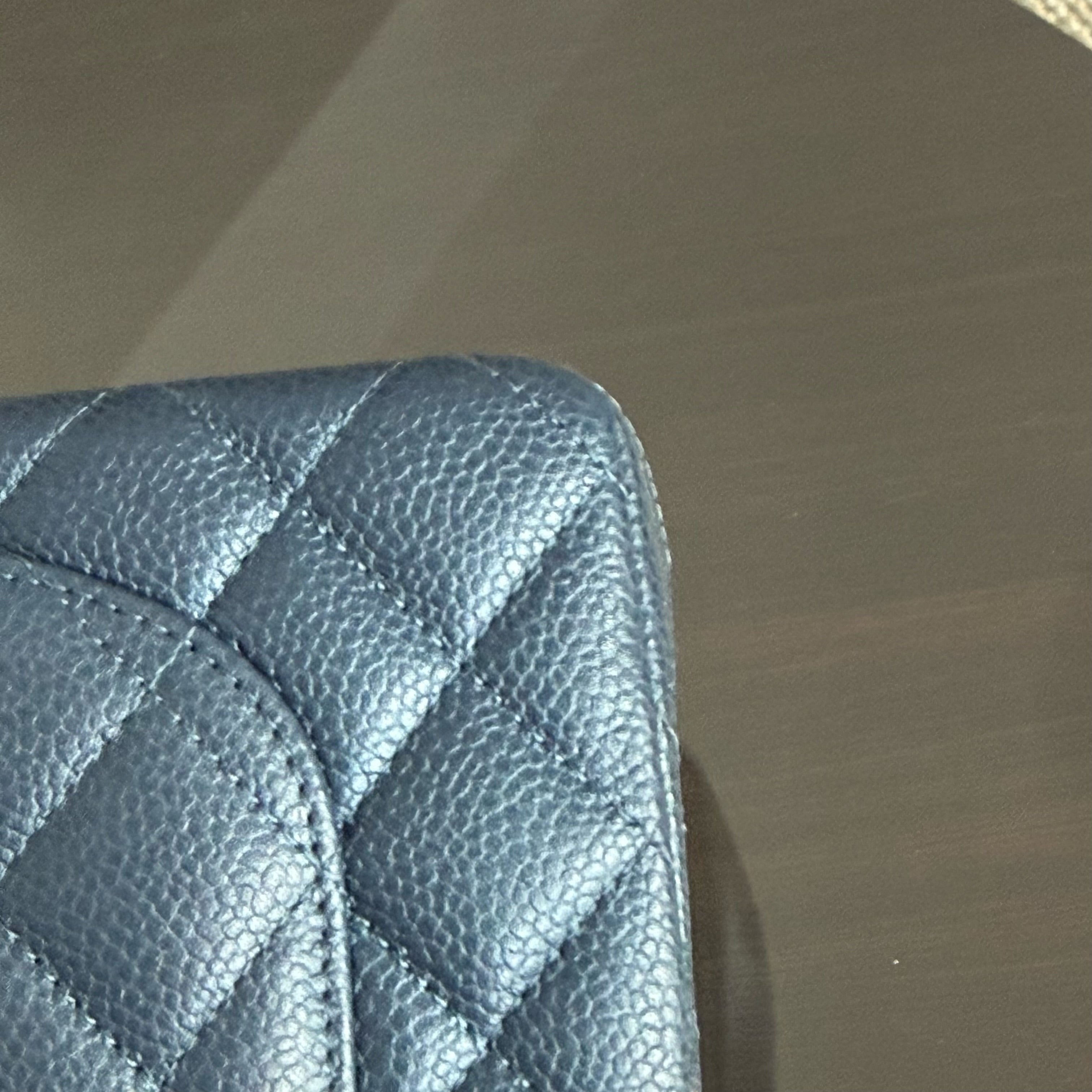 Chanel Classic Flap Small - Caviar 23CM Quilted Blue Gold Hardware Series 25