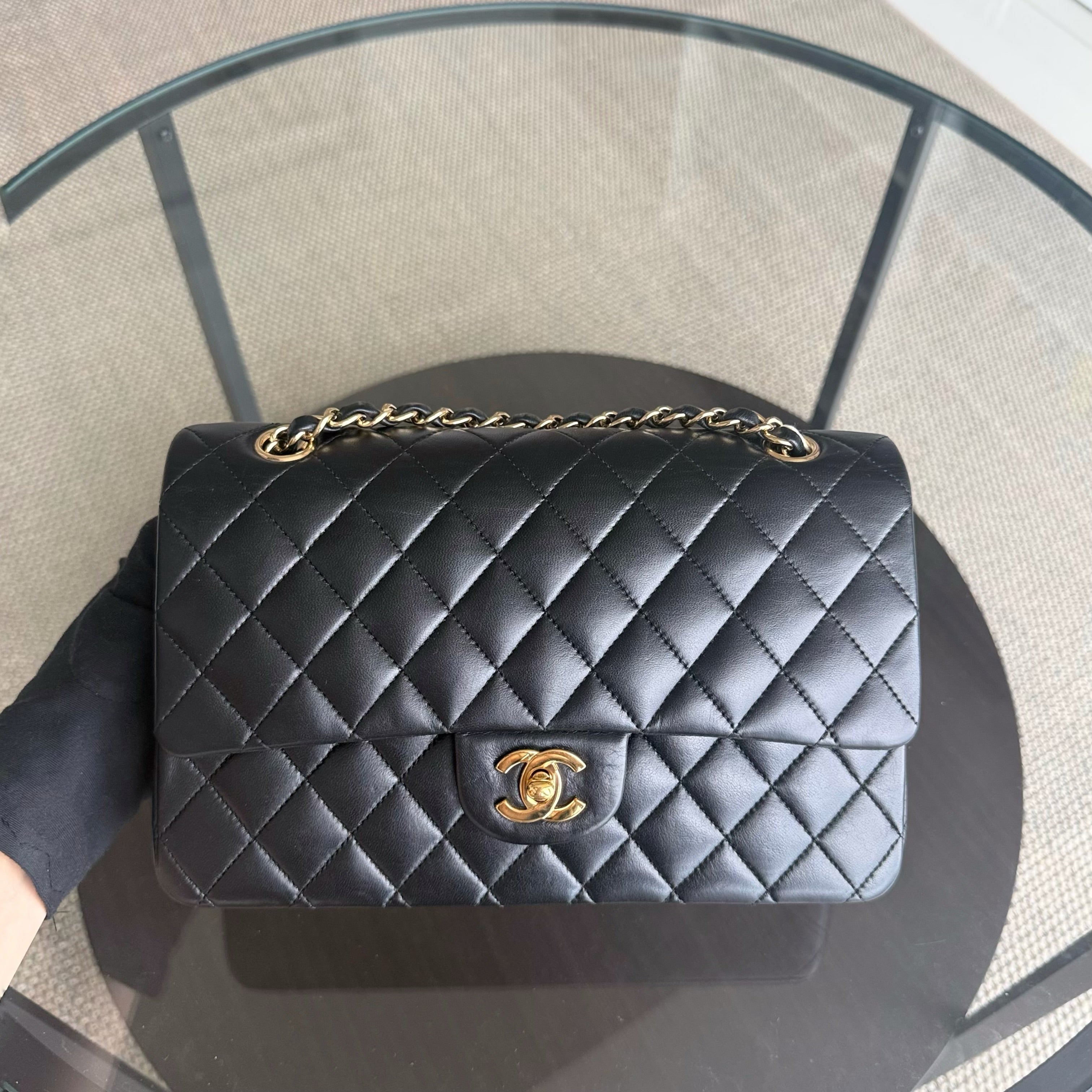 Chanel Classic Flap Medium - 25CM Quilted Lambskin Black Gold Hardware Series 13