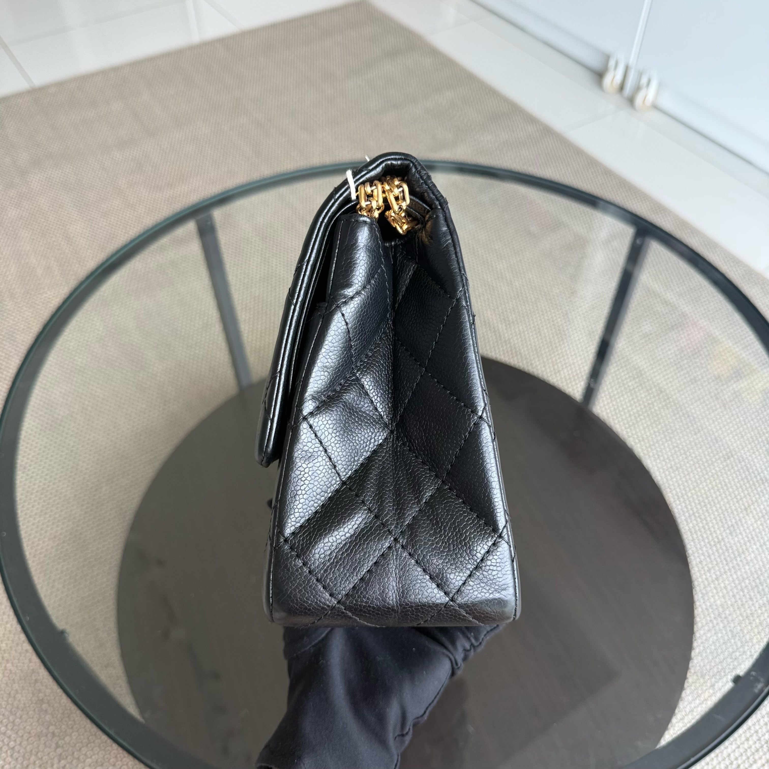 Chanel 2.55 Reissue 227 - Caviar Quilted Black Aged Gold Hardware Series 18