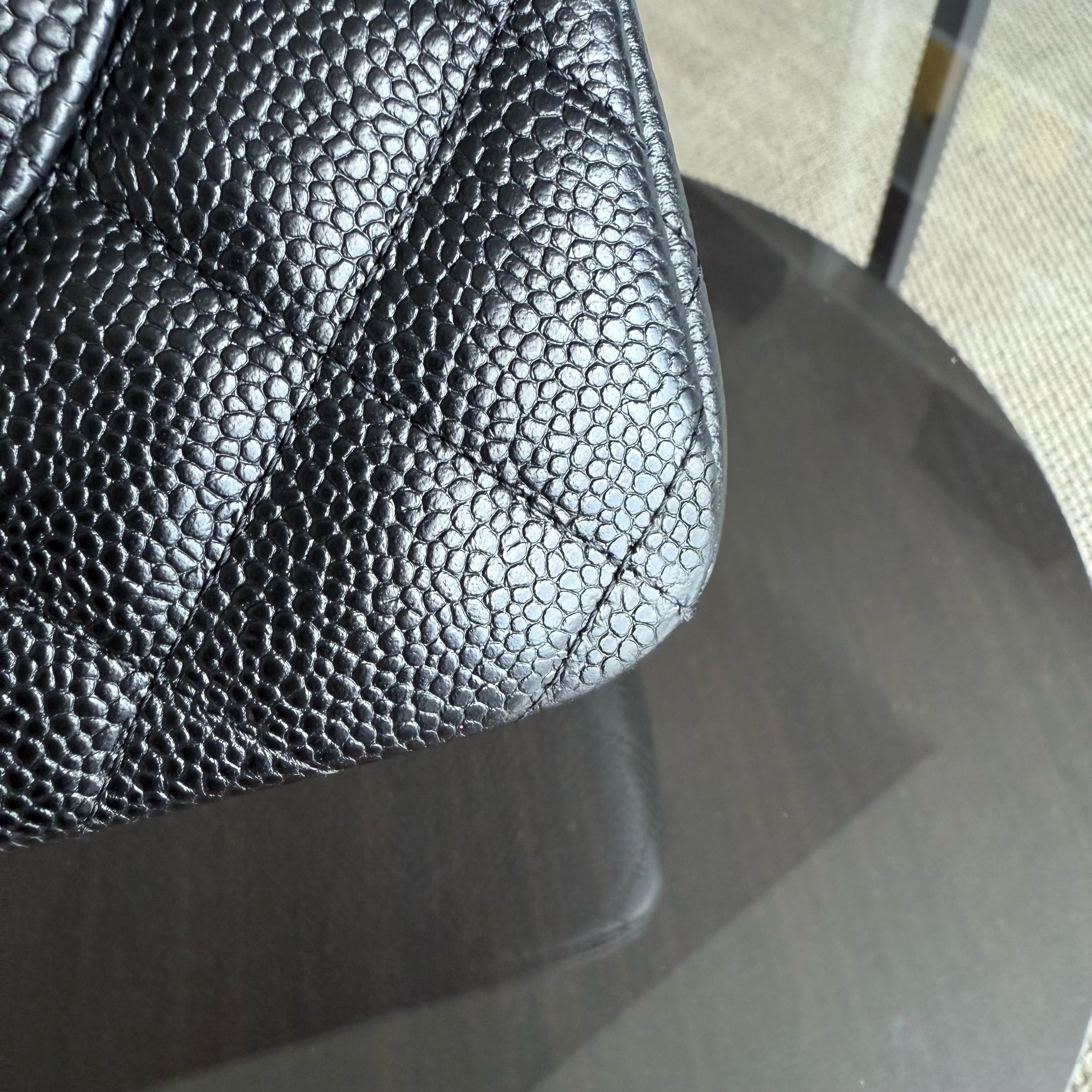 Chanel Classic Flap Jumbo - Caviar 30CM Double Flap Quilted Grained Calfskin Black Gold Hardware