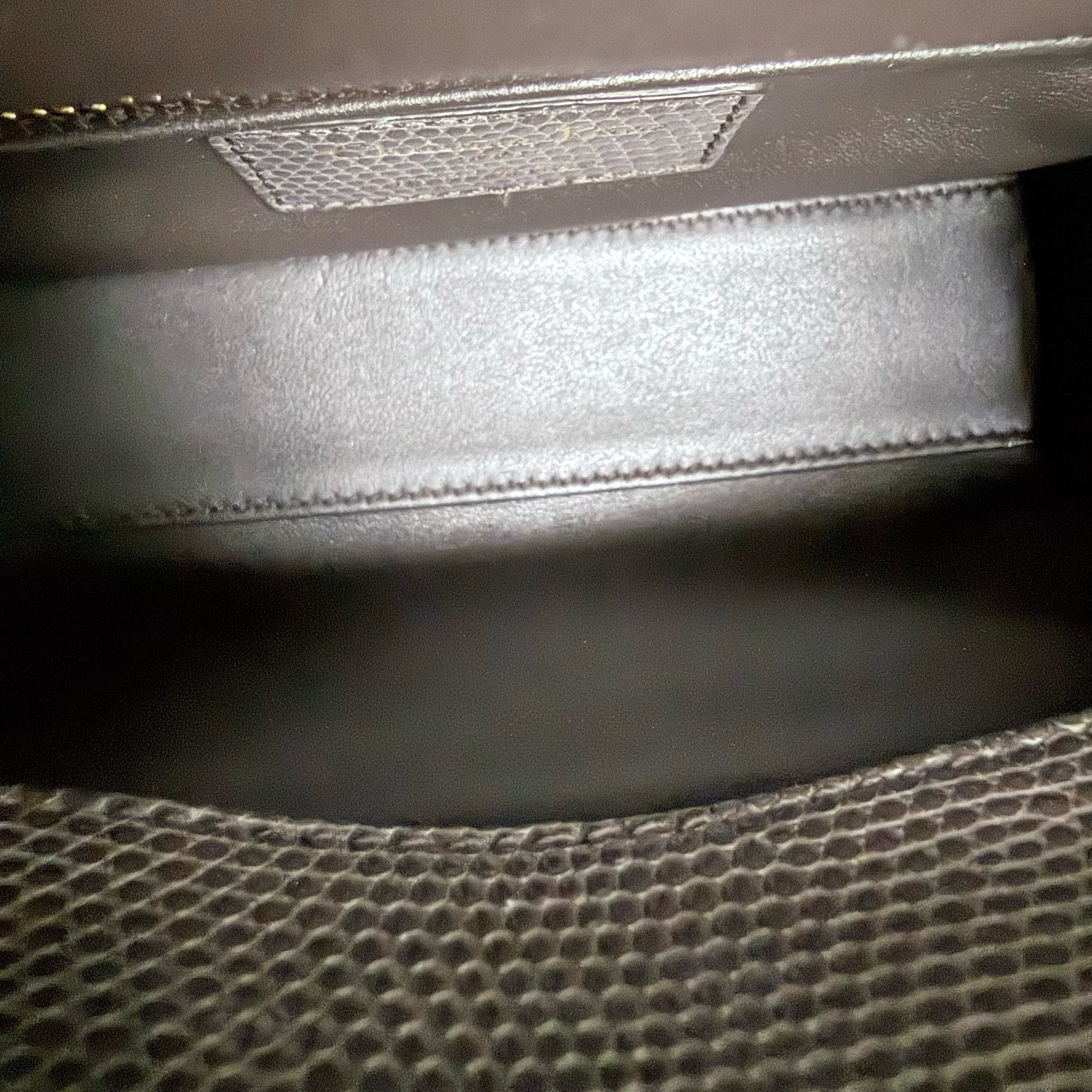 Dior Lady Mini - Exotic Lizard Dark Gray Grey color Gold Hardware