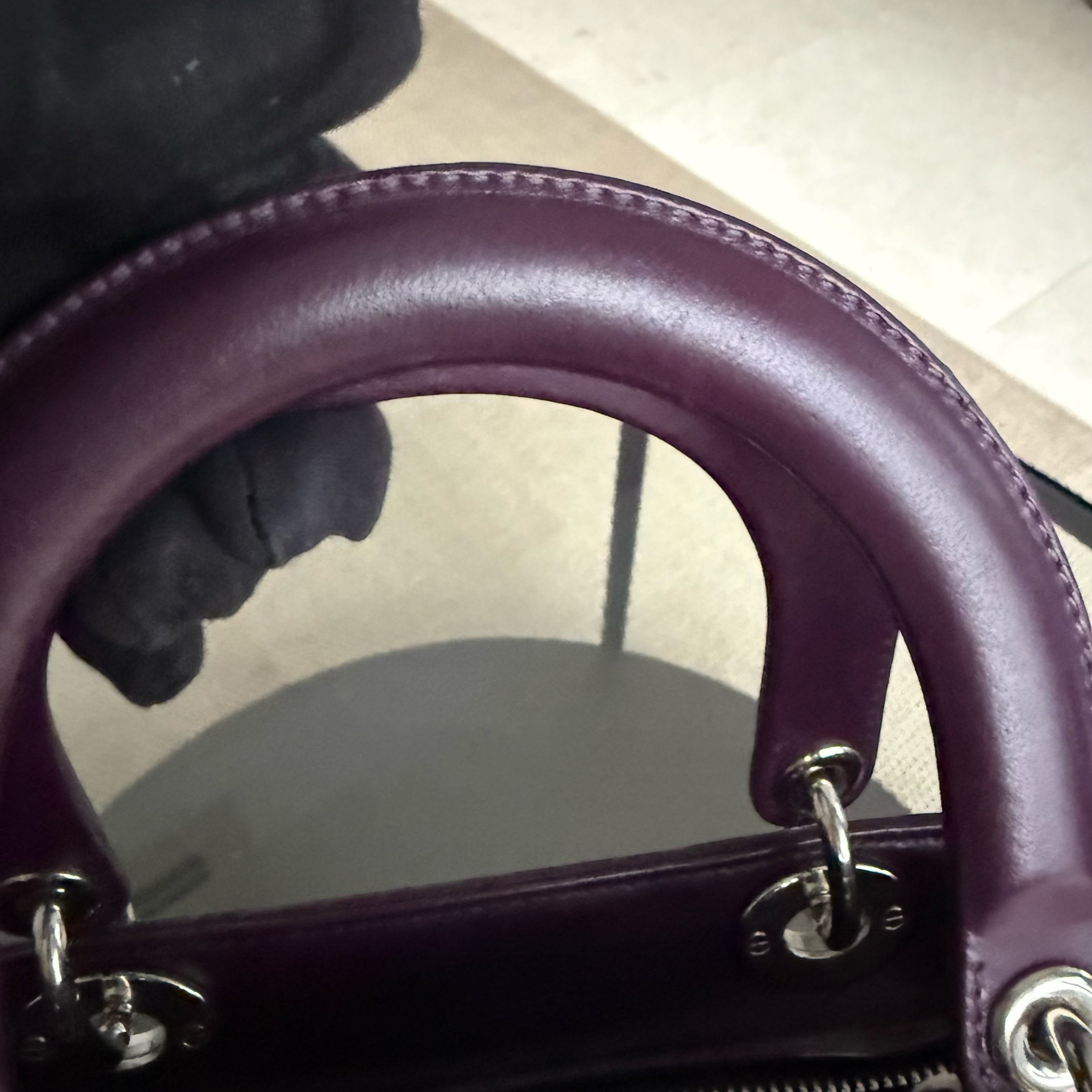 Dior Lady Large - Cannage Lambskin Dark Purple Silver Hardware