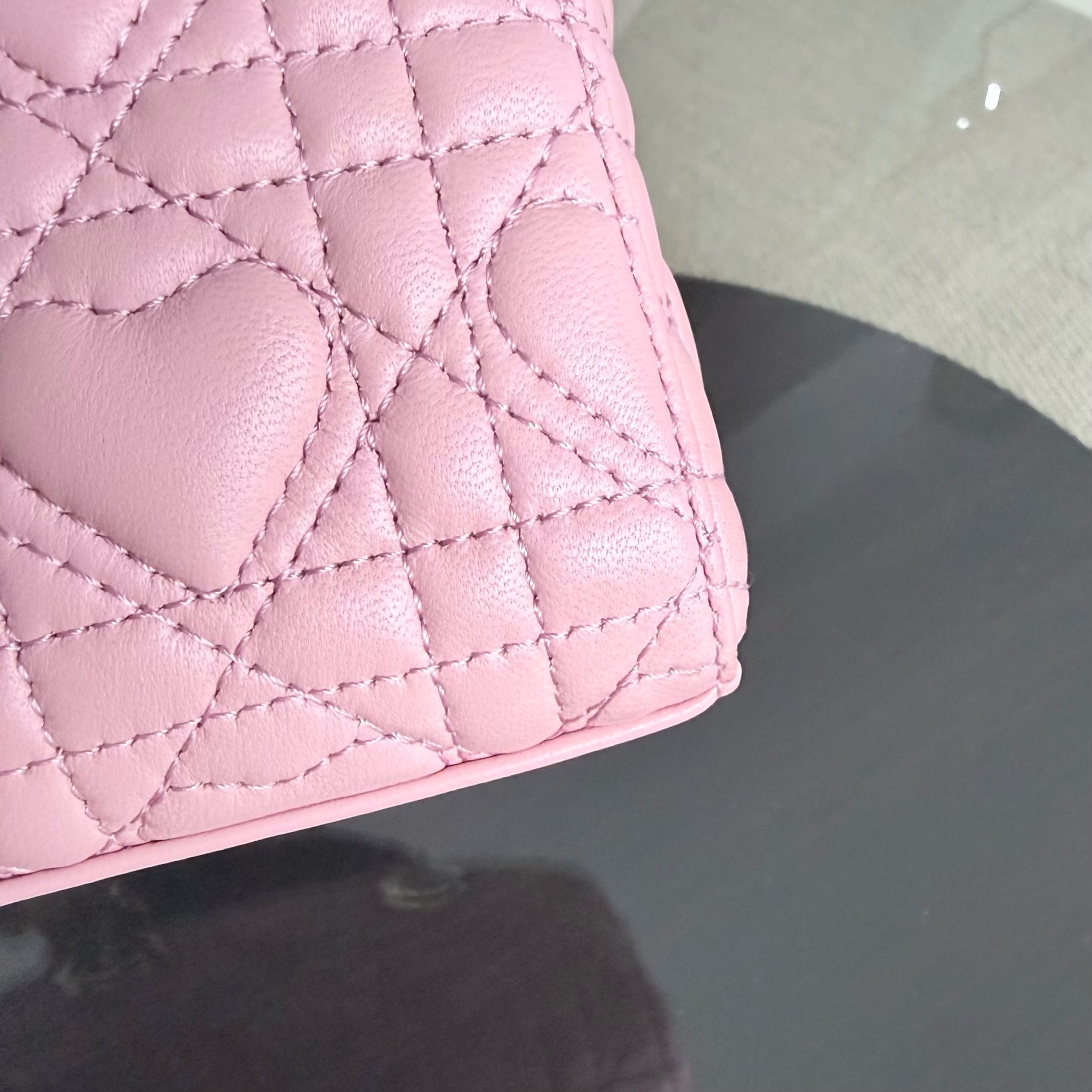Dior D-Joy Mini - 17CM Lambskin Pink Gold Hardware