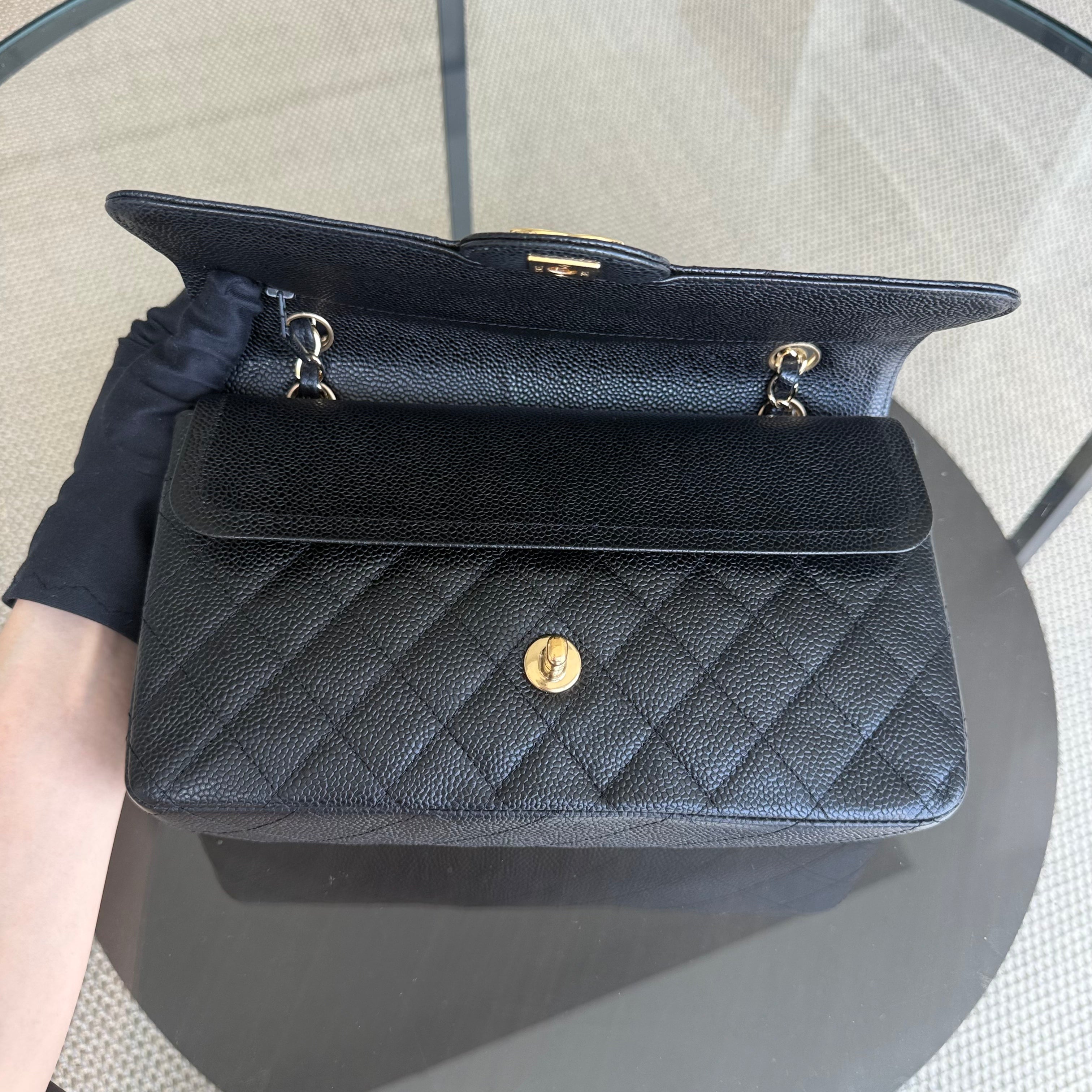 Chanel Classic Flap Medium - Caviar 25CM Quilted Black Gold Hardware Series 13