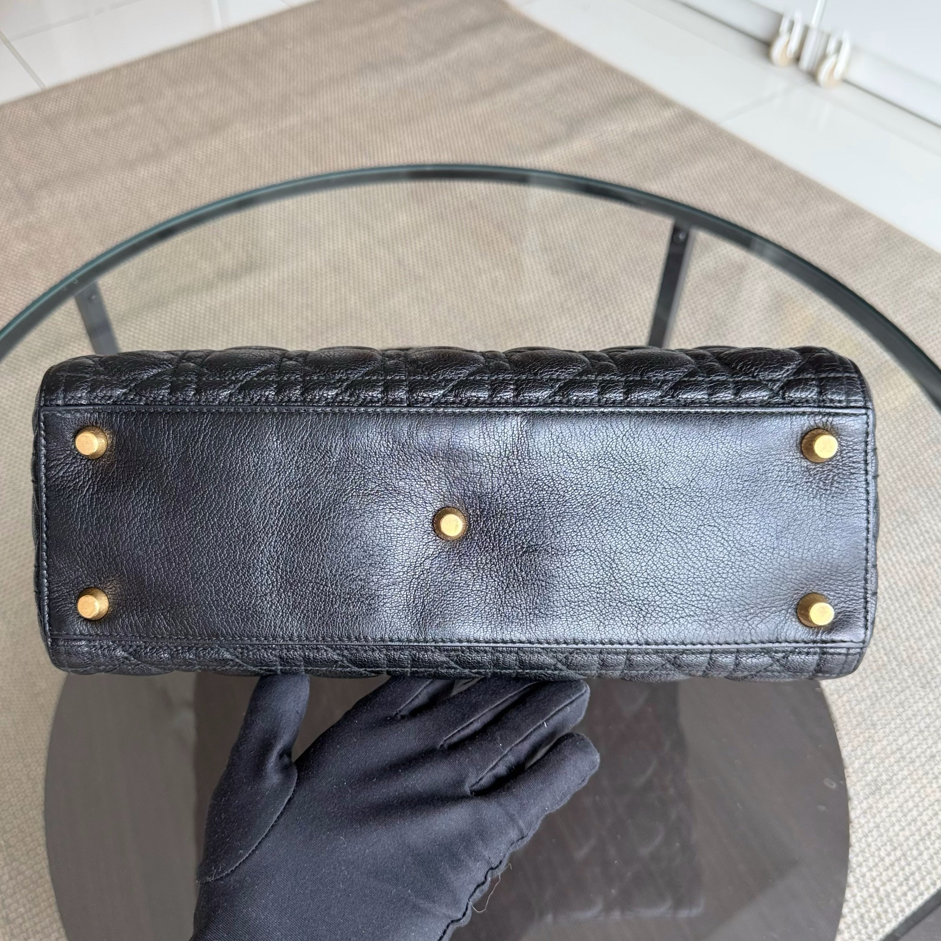 DIor Lady Large - Cannage Grained Calfskin Blush Gold Hardware NO STRAP