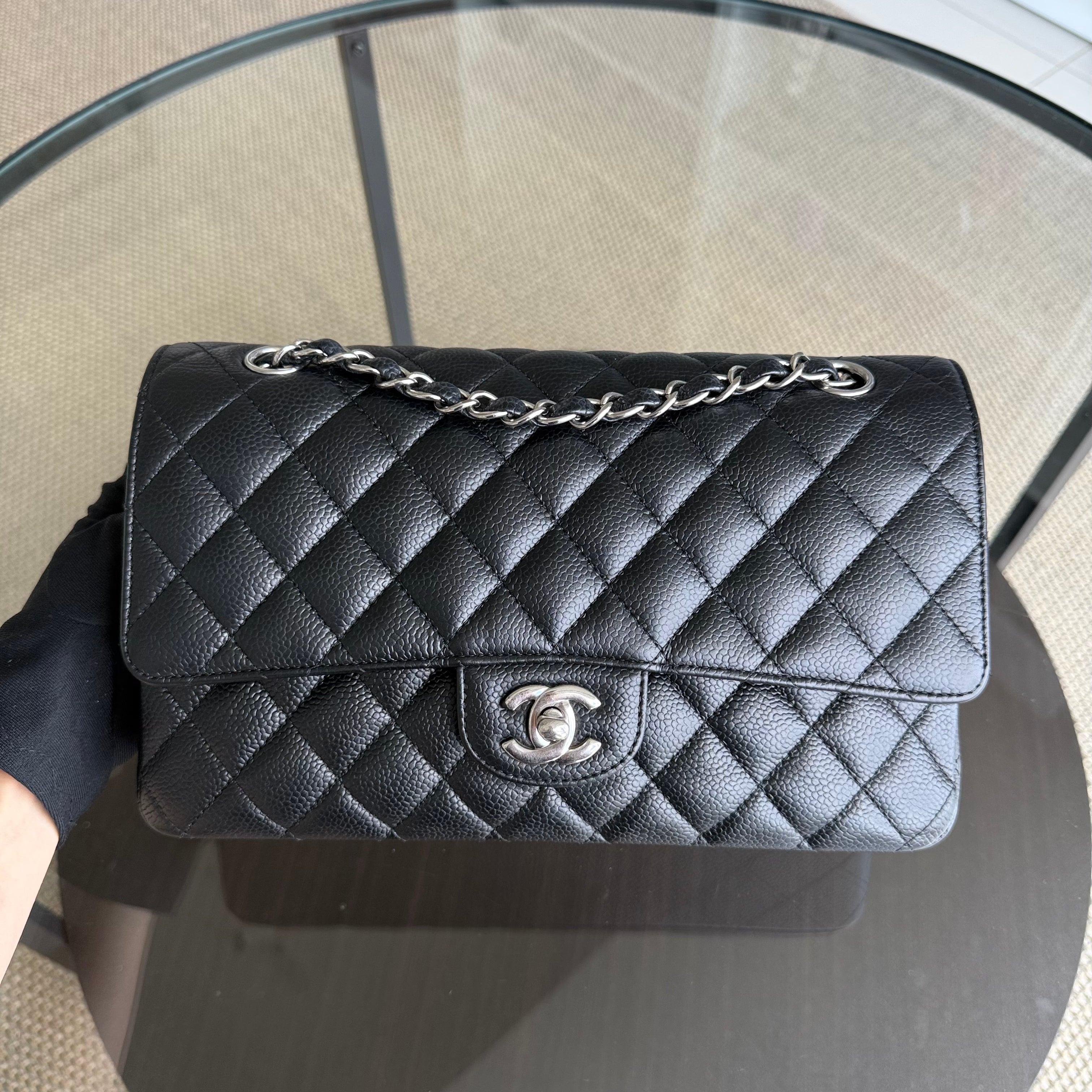 Chanel Classic Flap Medium - Caviar 25CM Quilted Black Silver Hardware Series 13