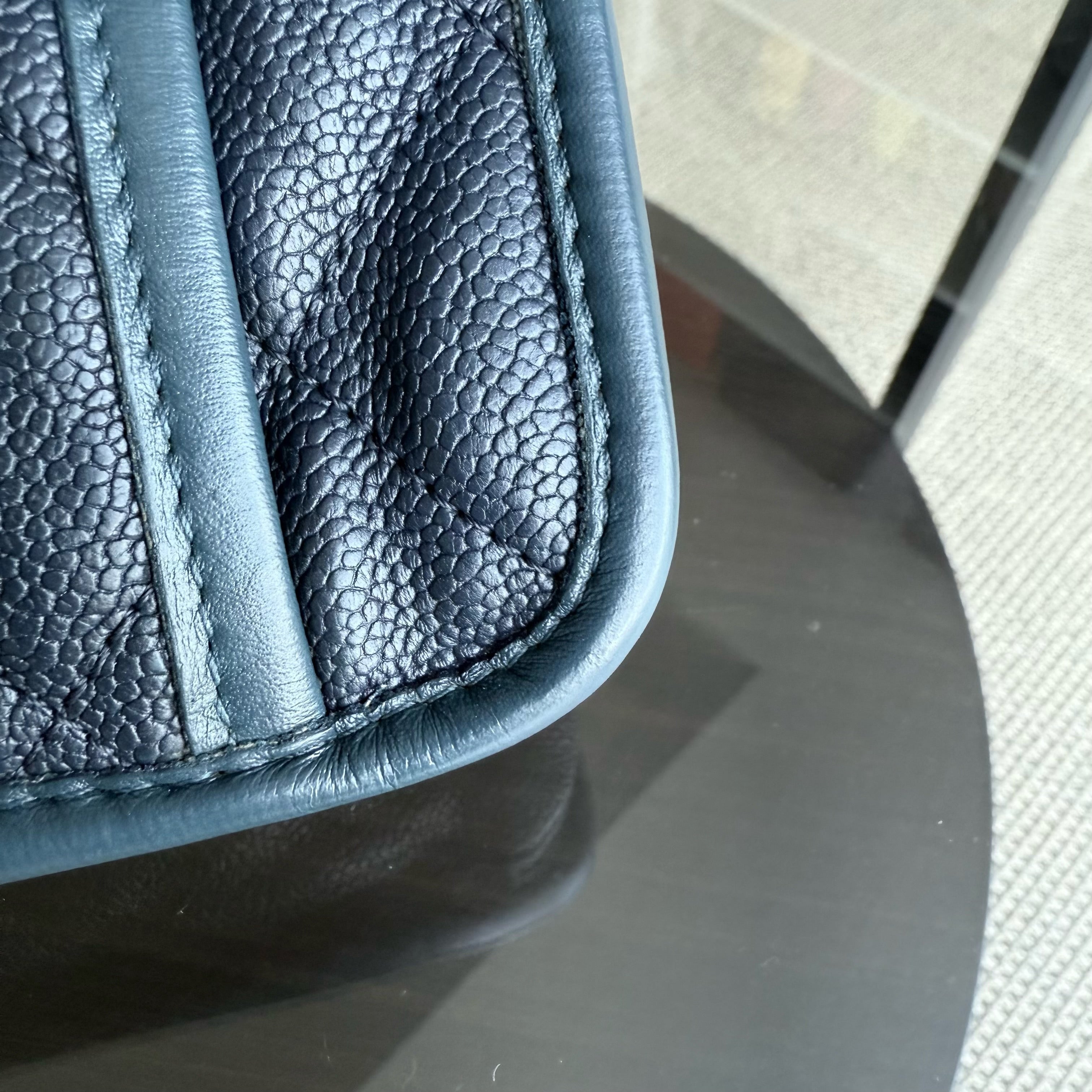 Chanel French Riviera - Caviar Quilted Grained Calfskin Dark Navy Blue Silver Hardware Series 15