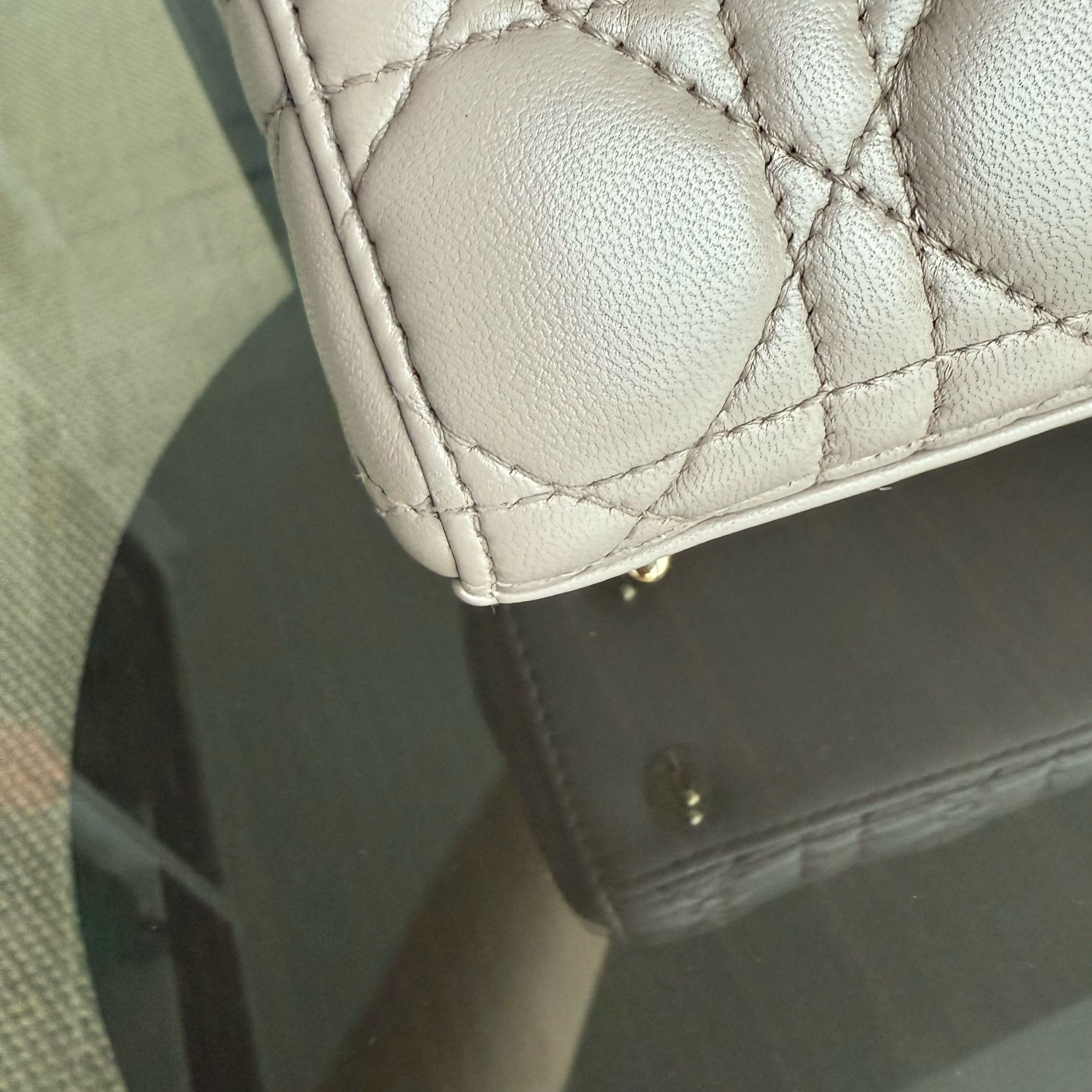 Dior Lady Small Flap - Cannage Lambskin Blush Pink Beige Gold Hardware