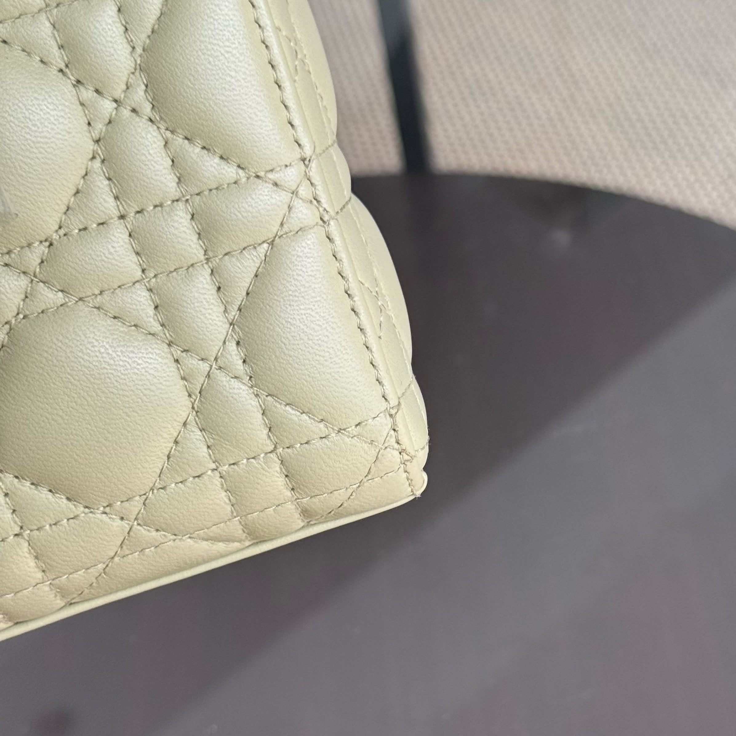 Dior D-Joy Medium - Cannage Lambskin Lime Gold Hardware