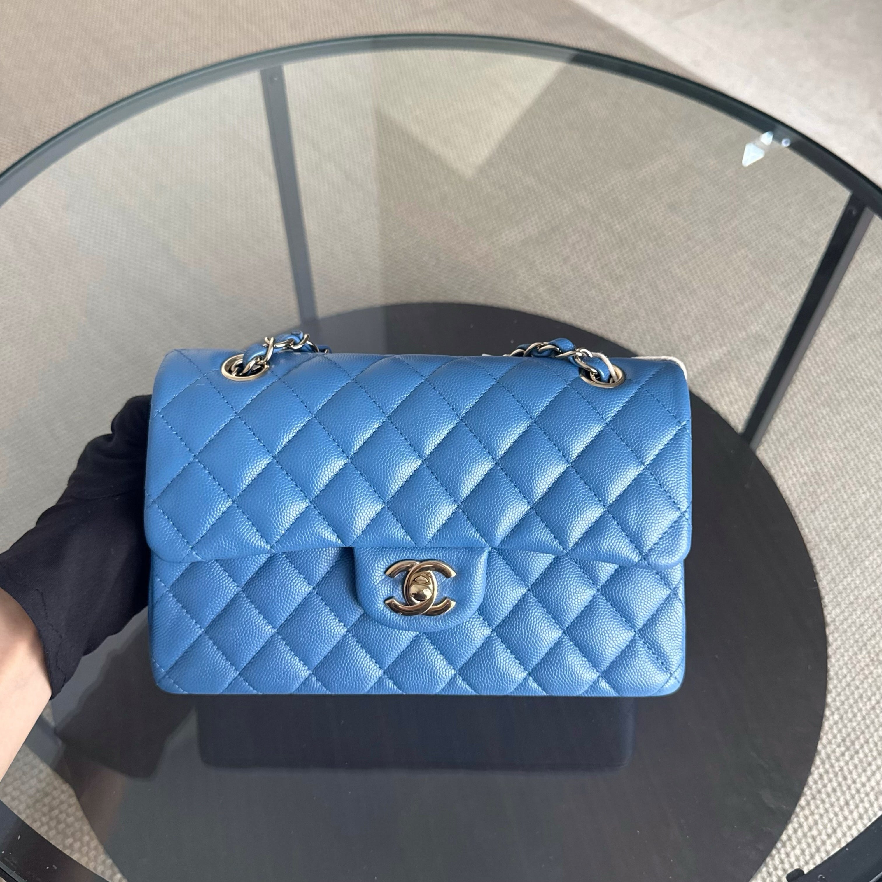 Chanel Classic Flap Small - Caviar 23CM Quilted Ocean Blue Gold Hardware Series 30