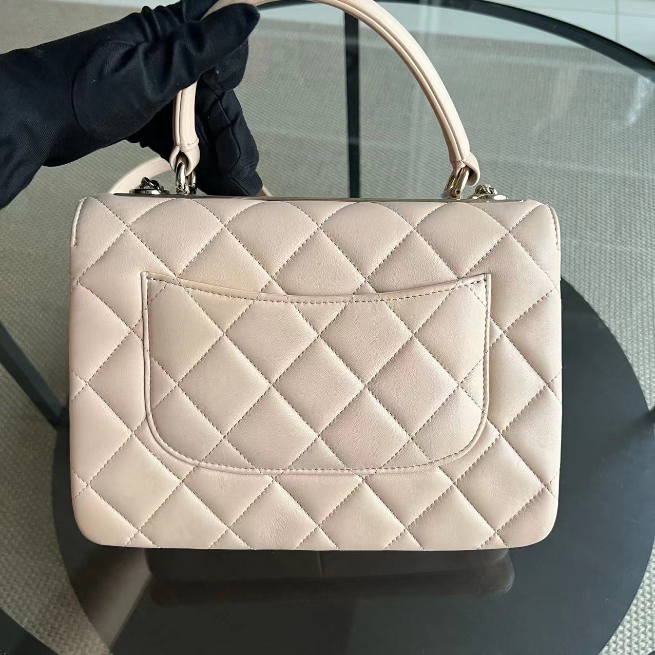 *Series 31* Trendy CC Small 25CM Quilted Lambskin Nude Golden Hardware Series 31