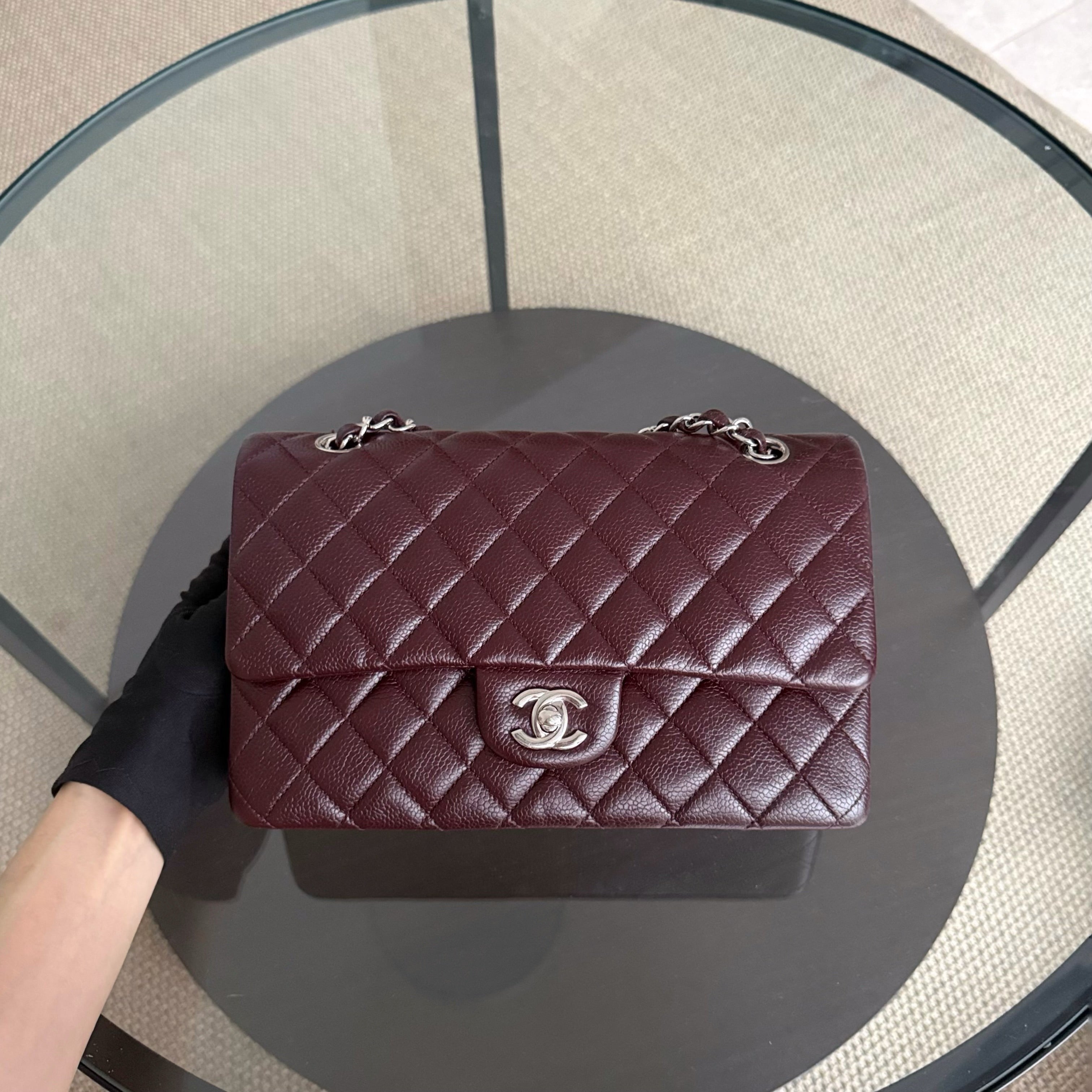 Chanel Classic Flap Medium - Caviar 25CM Quilted Dark Burgundy Silver Hardware Series 20