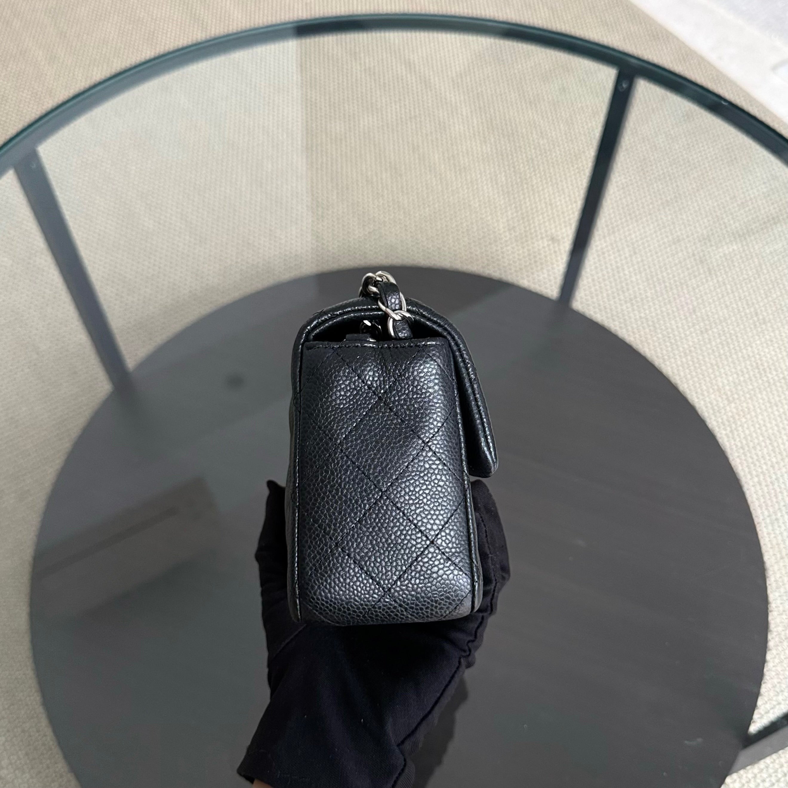 Chanel Caviar Mini Rectangle Classic Flap - 20CM Quilted Black Silver Hardware Series 20
