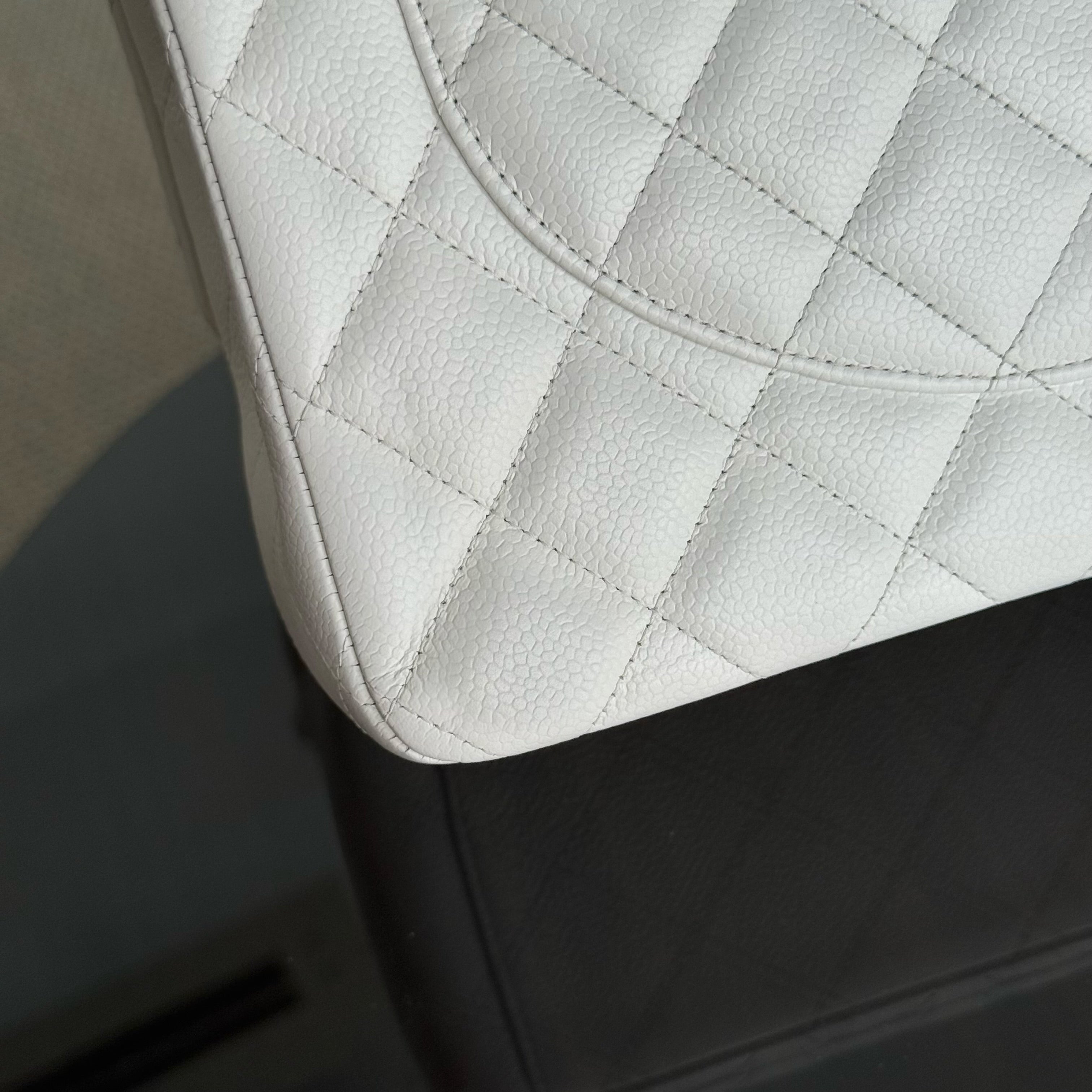 Chanel Classic Flap Maxi - Caviar 33CM Double Flap White Gold Hardware