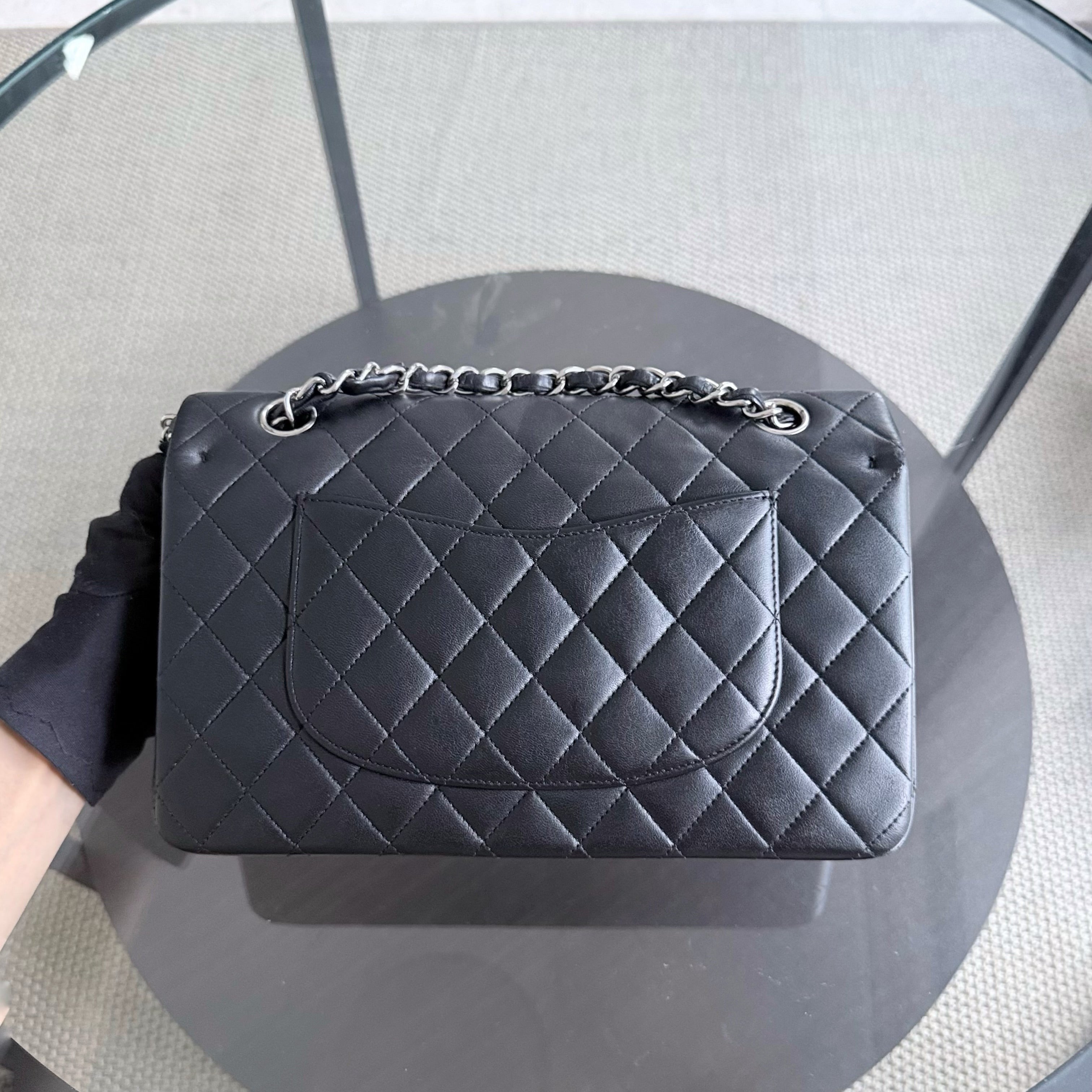 Chanel Classic Flap Medium - 25CM Quilted Lambskin Black Silver Hardware Series 13