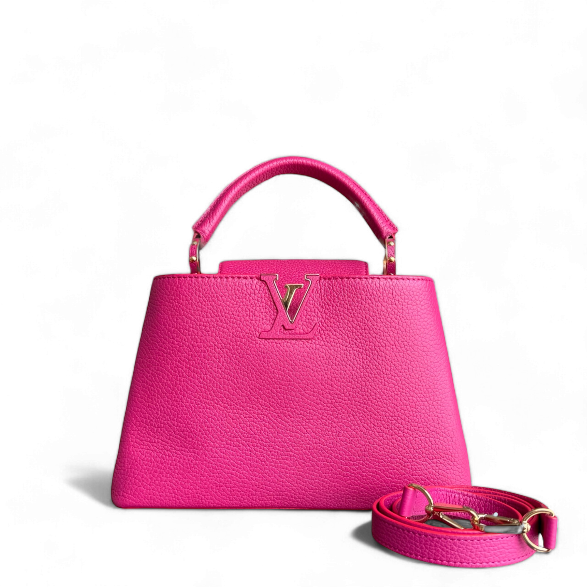 Louis Vuitton Capucines BB - 27CM Grained Calfskin Hot Pink Gold Hardware