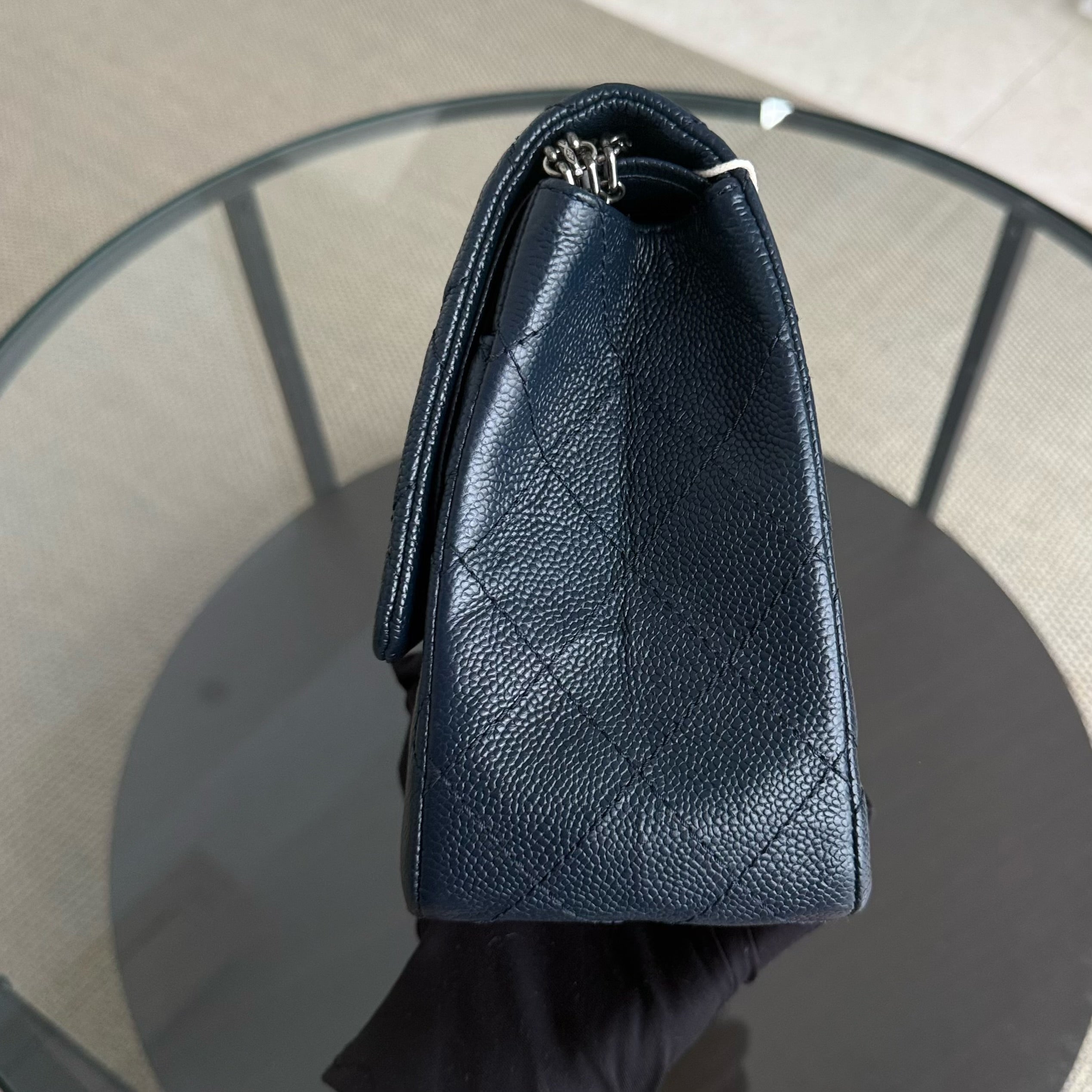 Chanel 2.55 Reissue 227 - Caviar Quilted Dark Blue Ruthenium Silver Hardware Series 19