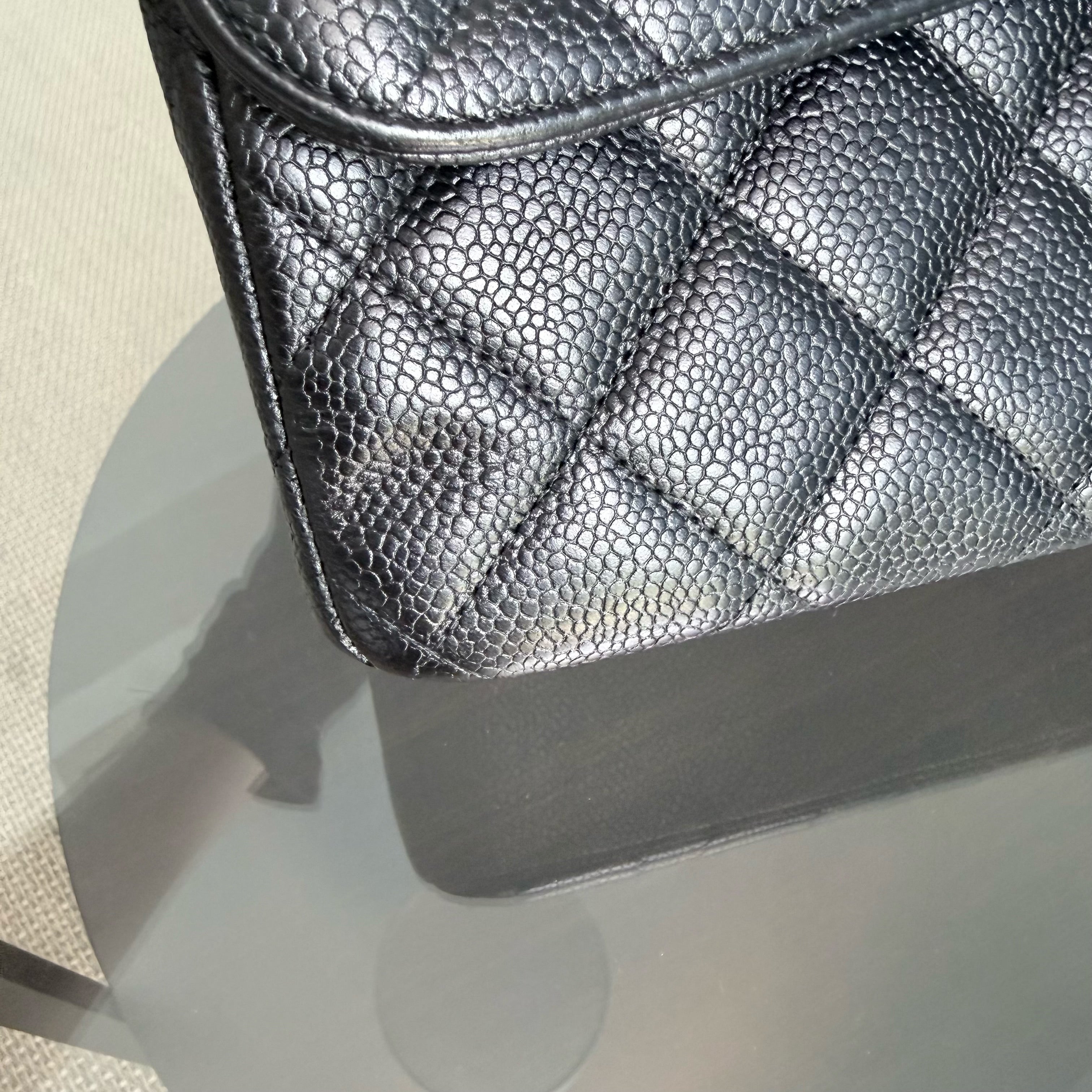 Chanel Classic Flap Jumbo - Caviar 30CM Single Flap Quilted Black 24K Gold Hardware Series 12