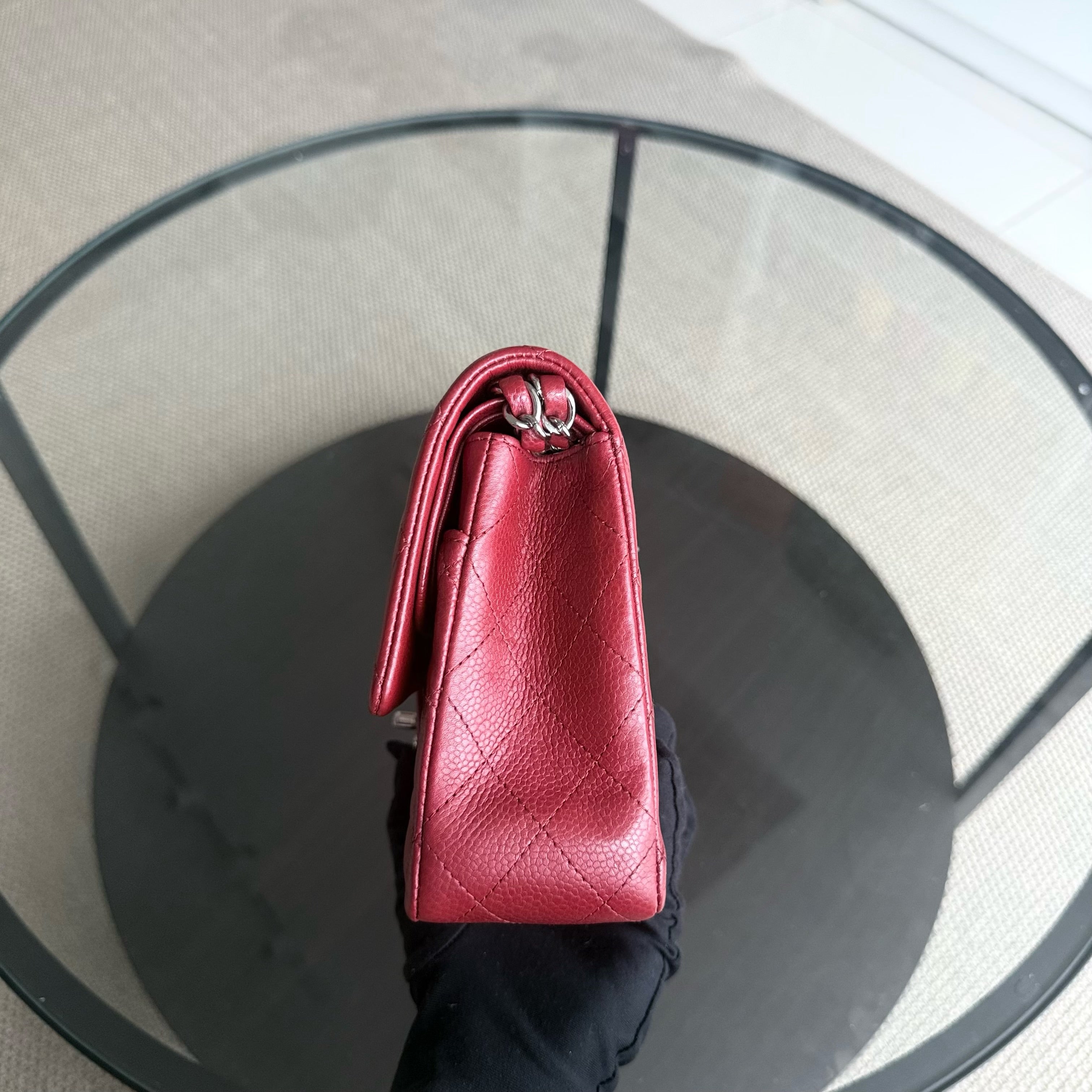 Chanel Classic Flap Medium - Caviar 25CM Quilted Grained Calfskin Dark Red Silver Hardware Series 16