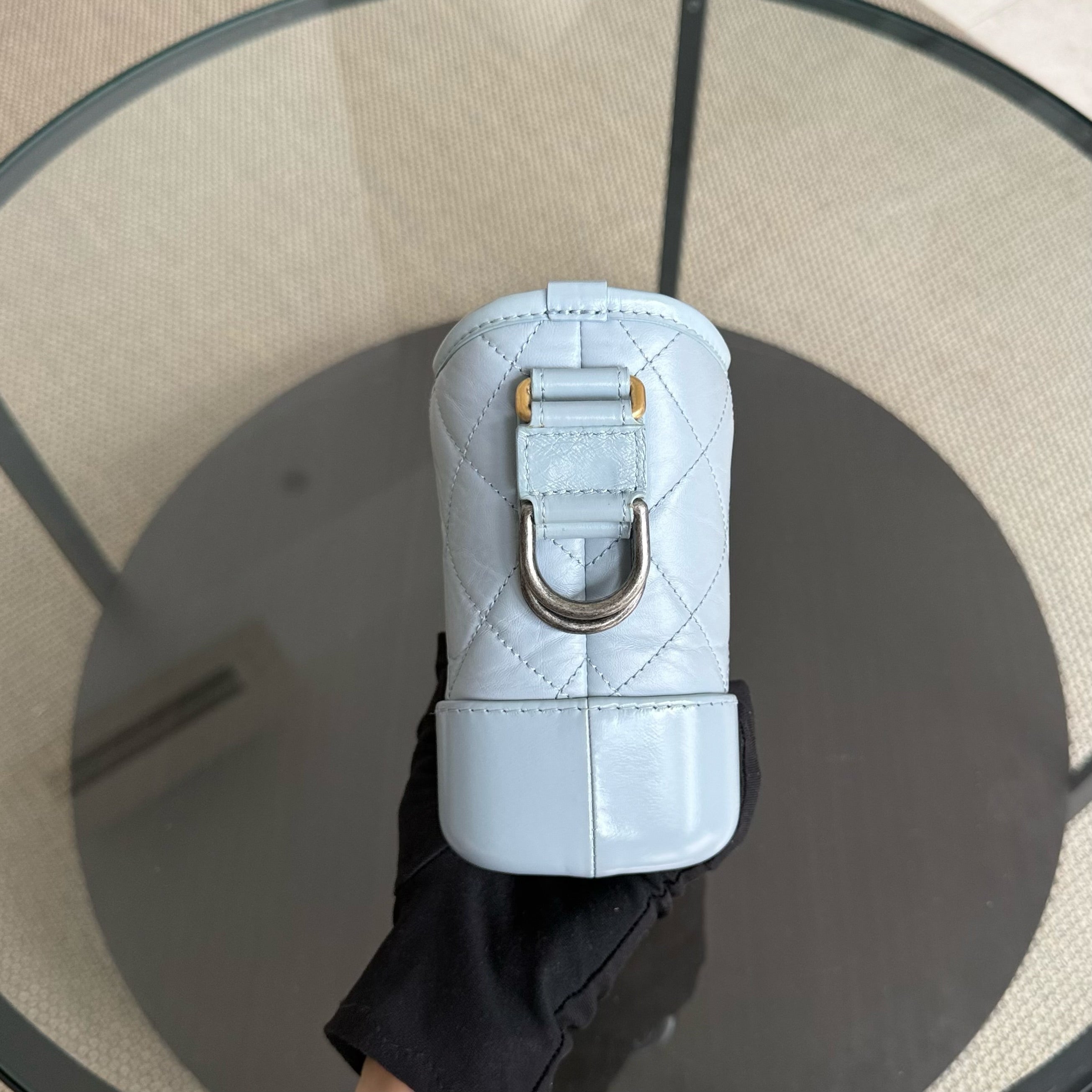 Chanel Gabrielle Small - Aged Calfskin Baby Blue Mixed Gold Hardware Series 27