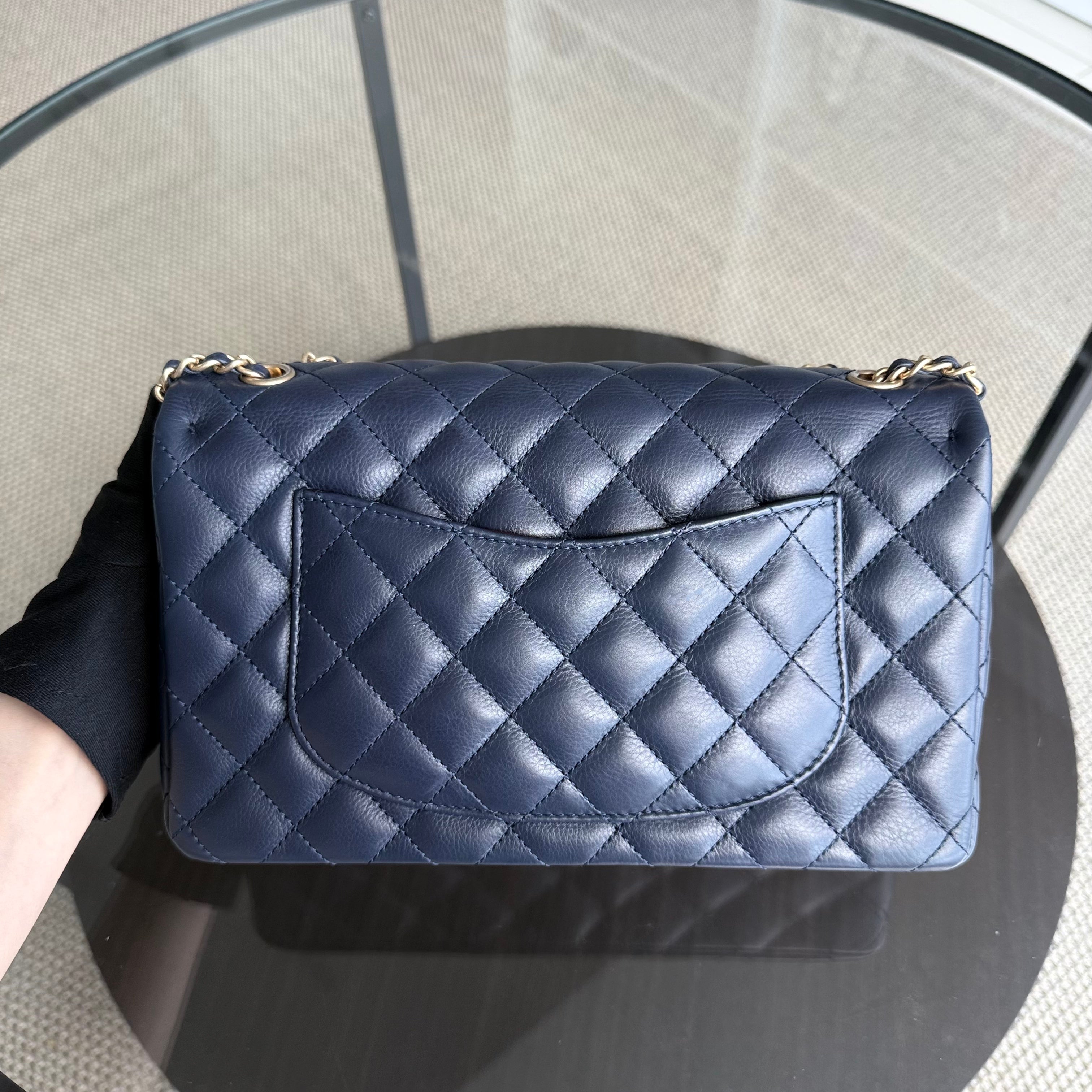 Chanel Classic Flap Rock The Corner - 25CM Calfskin Quilted Dark Blue Gold Hardware Series 24