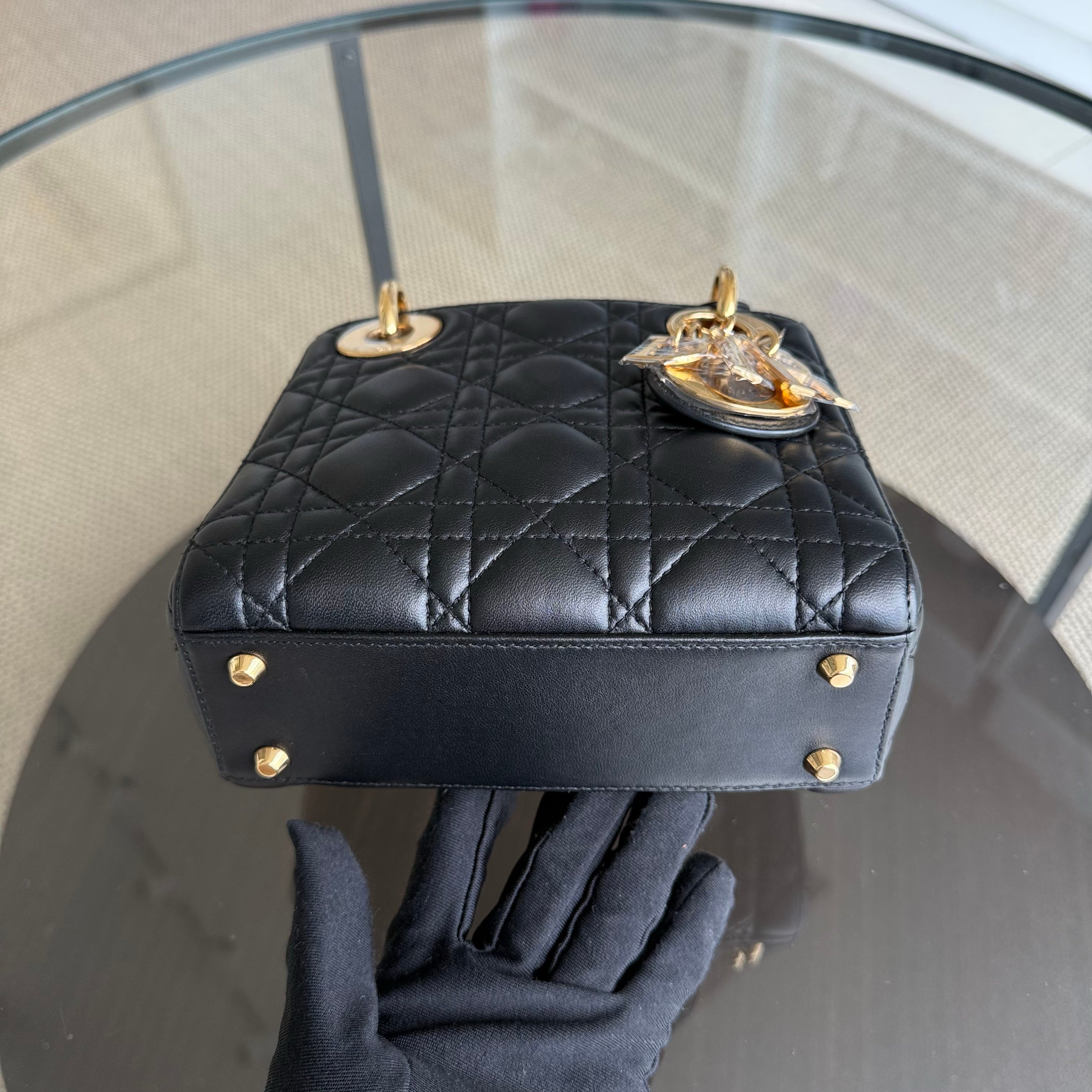 Dior Lady Mini - Cannage Lambskin Black Gold Hardware