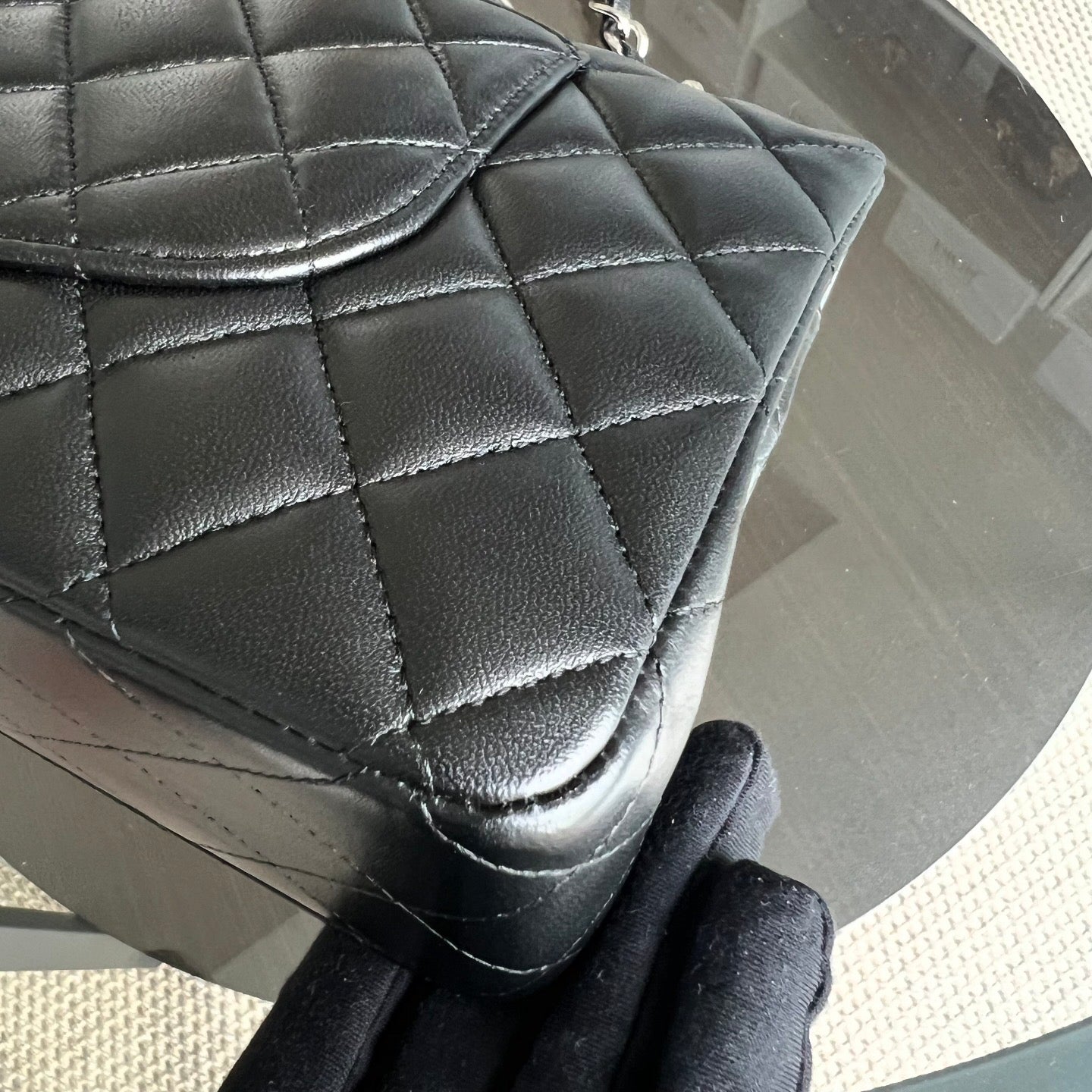 *Full Set, Receipt* Medium Quilted Lambskin Black Silver Hardware Series 19