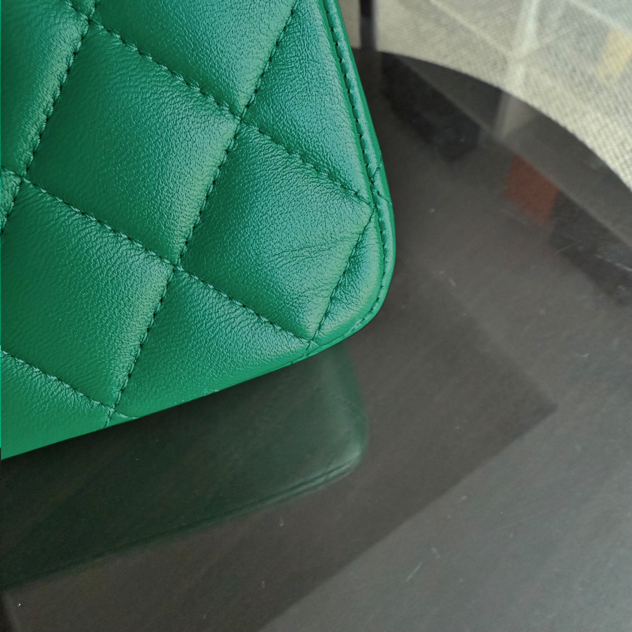 Chanel Classic Flap Medium - 25CM Quilted Lambskin Dark Green Silver Hardware Series 23