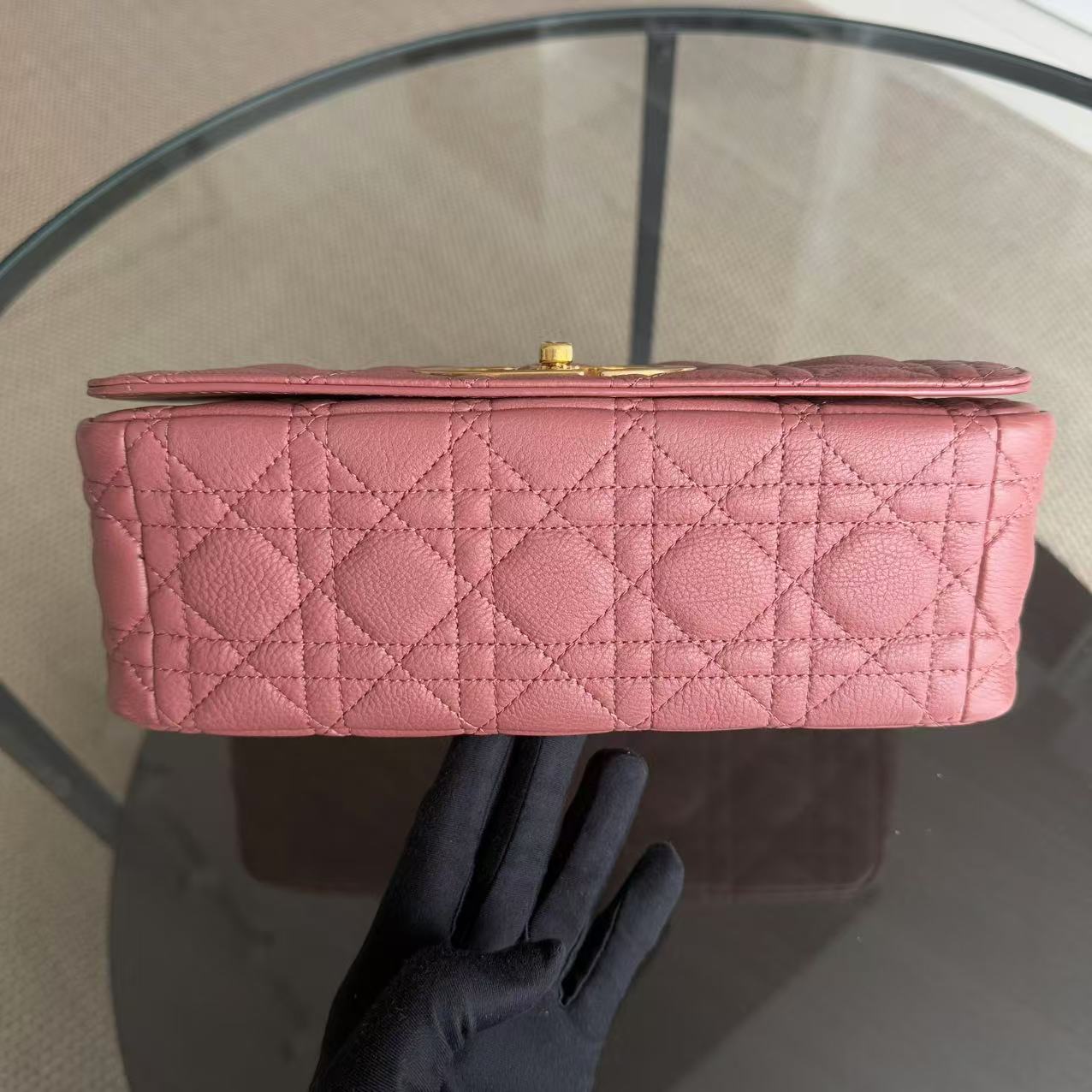 *Unused* Dior Caro - Medium Cannage Calfskin Pink Gold Hardware