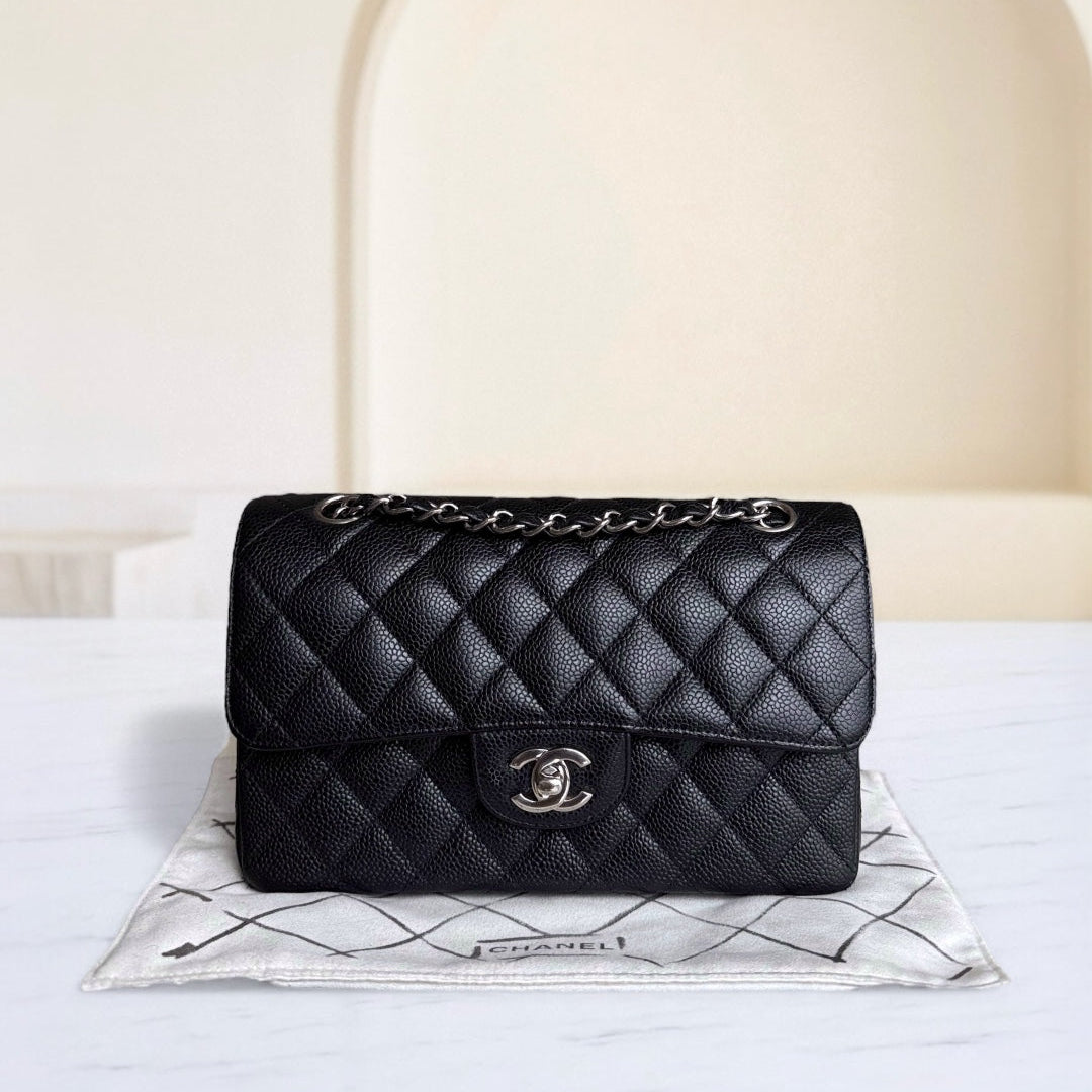 Chanel Classic Flap Small - 23CM Quilted Caviar Black Silver Hardware Series 19 19