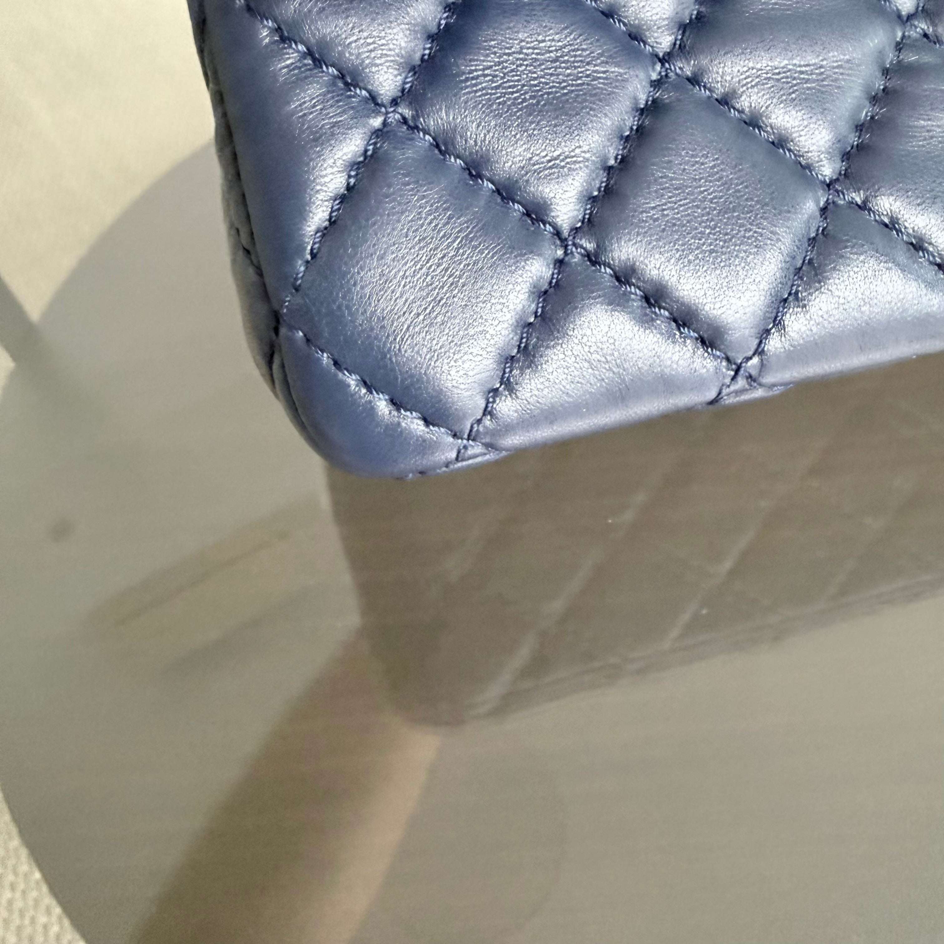 Chanel Classic Flap Medium - 25CM Quilted Lambskin Dark Blue Gold Hardware Series 12